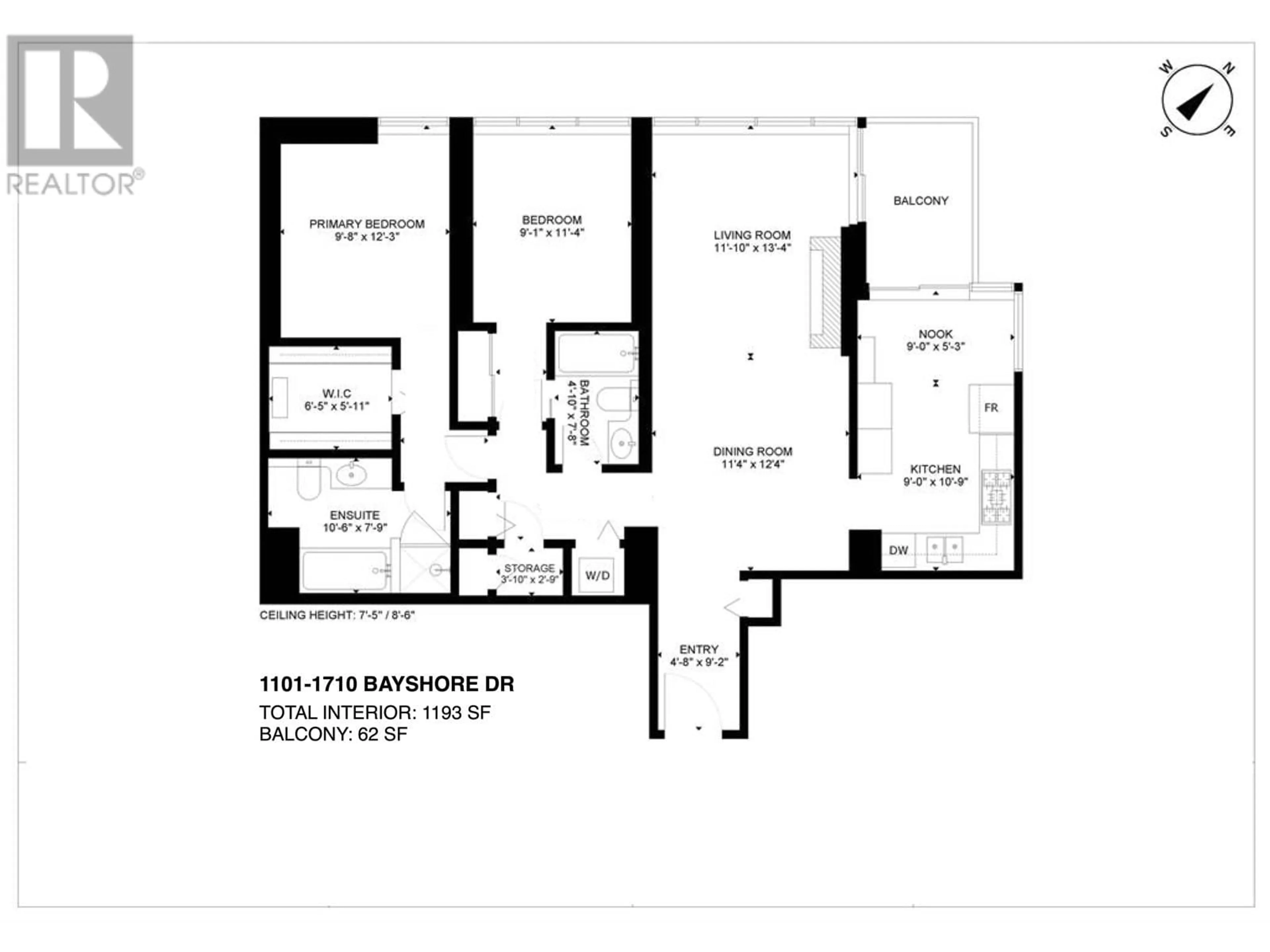 Floor plan for 1101 1710 BAYSHORE DRIVE, Vancouver British Columbia V6G3G4