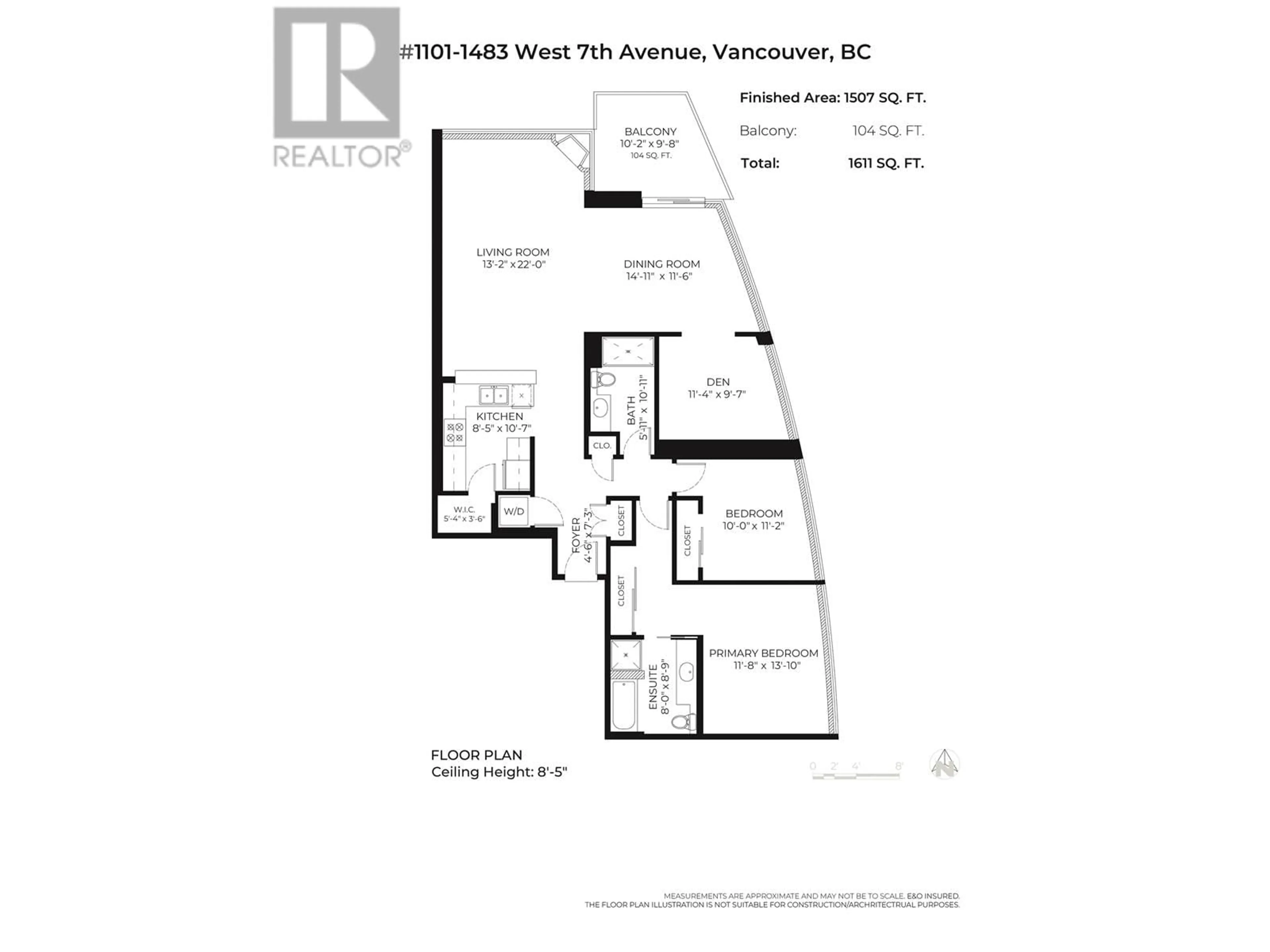 Floor plan for 1101 1483 W 7TH AVENUE, Vancouver British Columbia V6H4H6