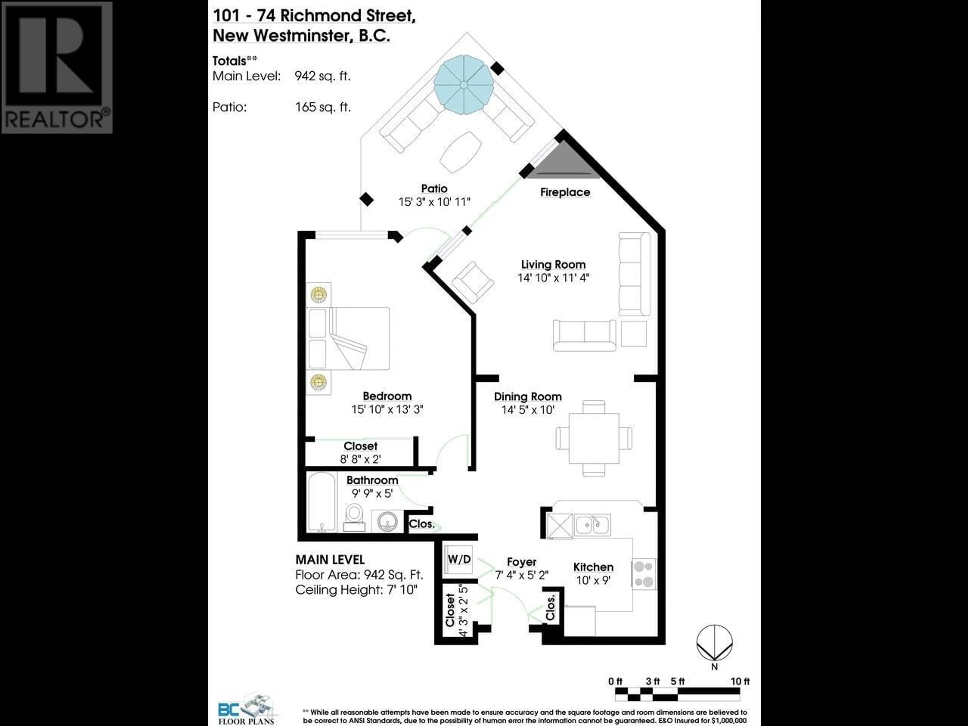 Floor plan for 101 74 RICHMOND STREET, New Westminster British Columbia V3L5T1