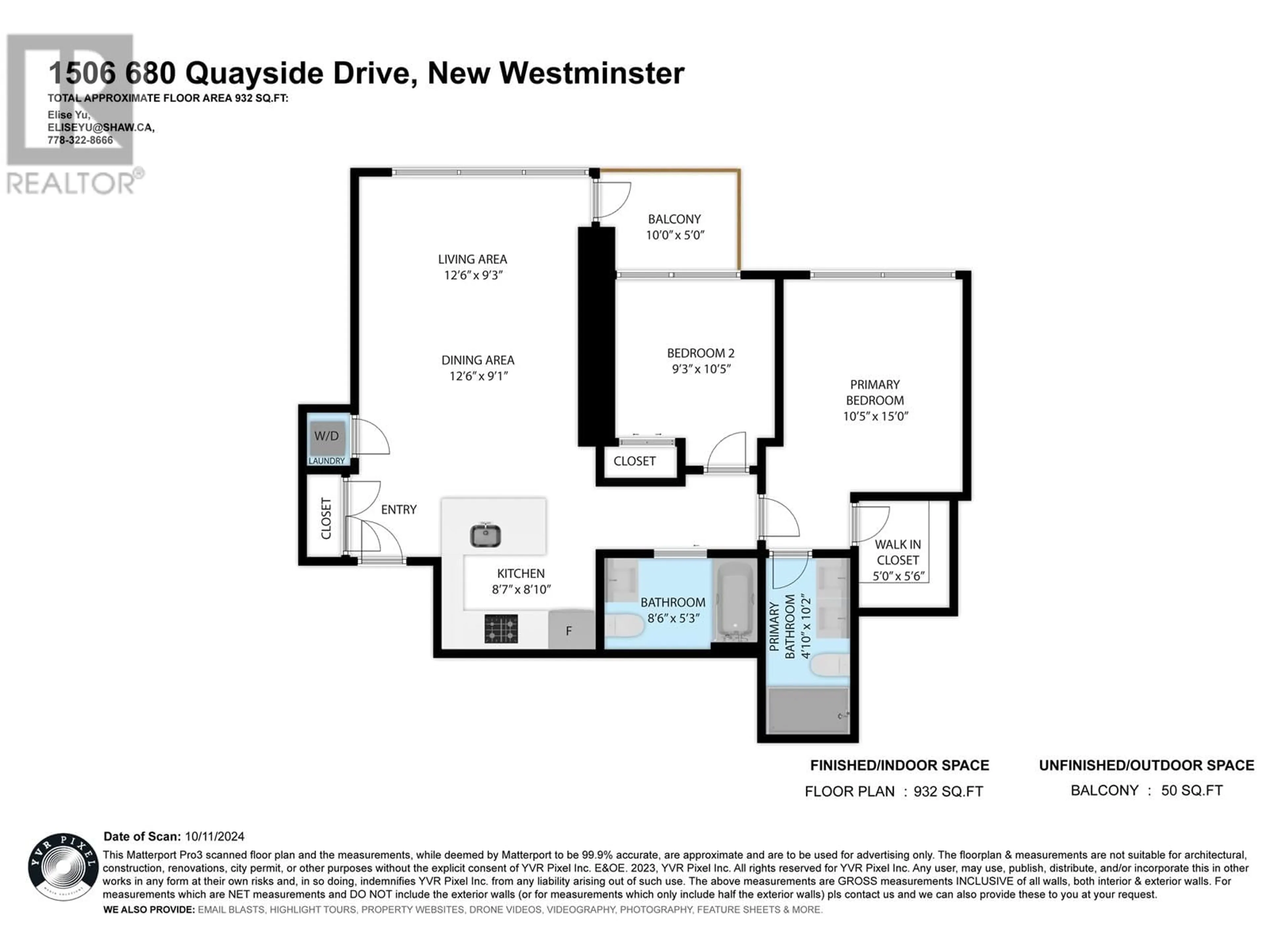 Floor plan for 1506 680 QUAYSIDE DRIVE, New Westminster British Columbia V3M0P2