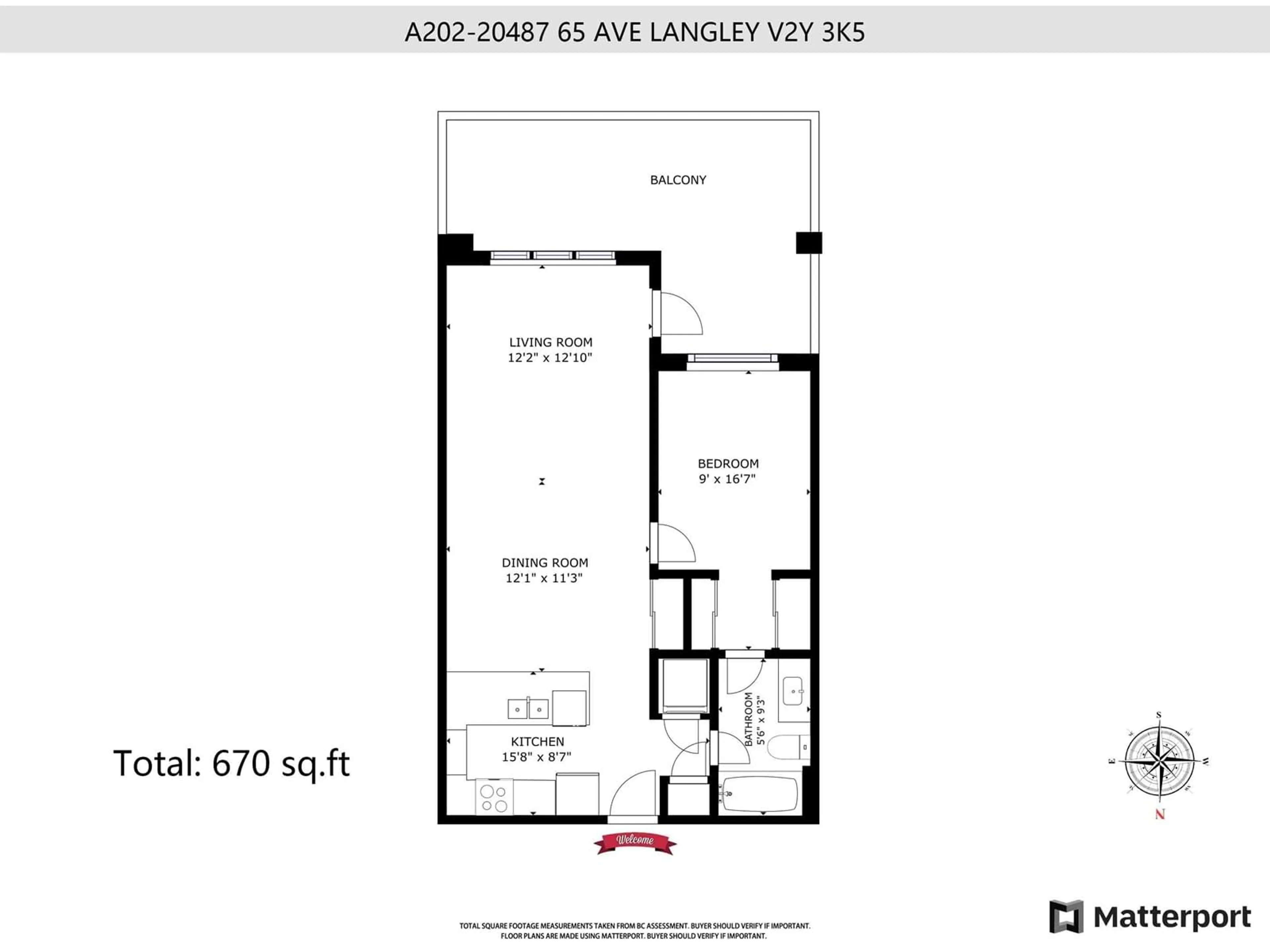 Floor plan for A202 20487 65 AVENUE, Langley British Columbia V2Y3K5