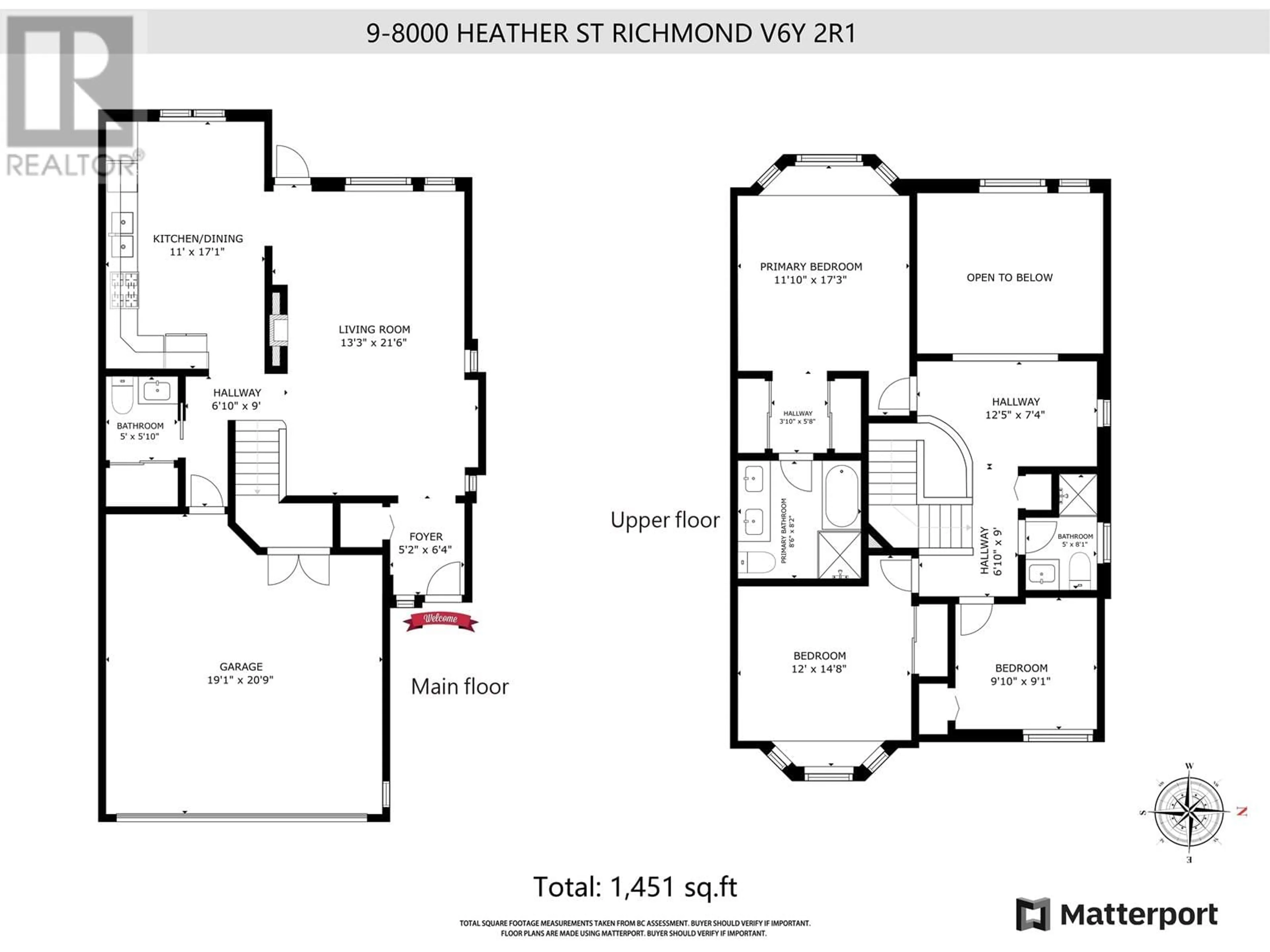 Floor plan for 9 8000 HEATHER STREET, Richmond British Columbia V6Y2R1