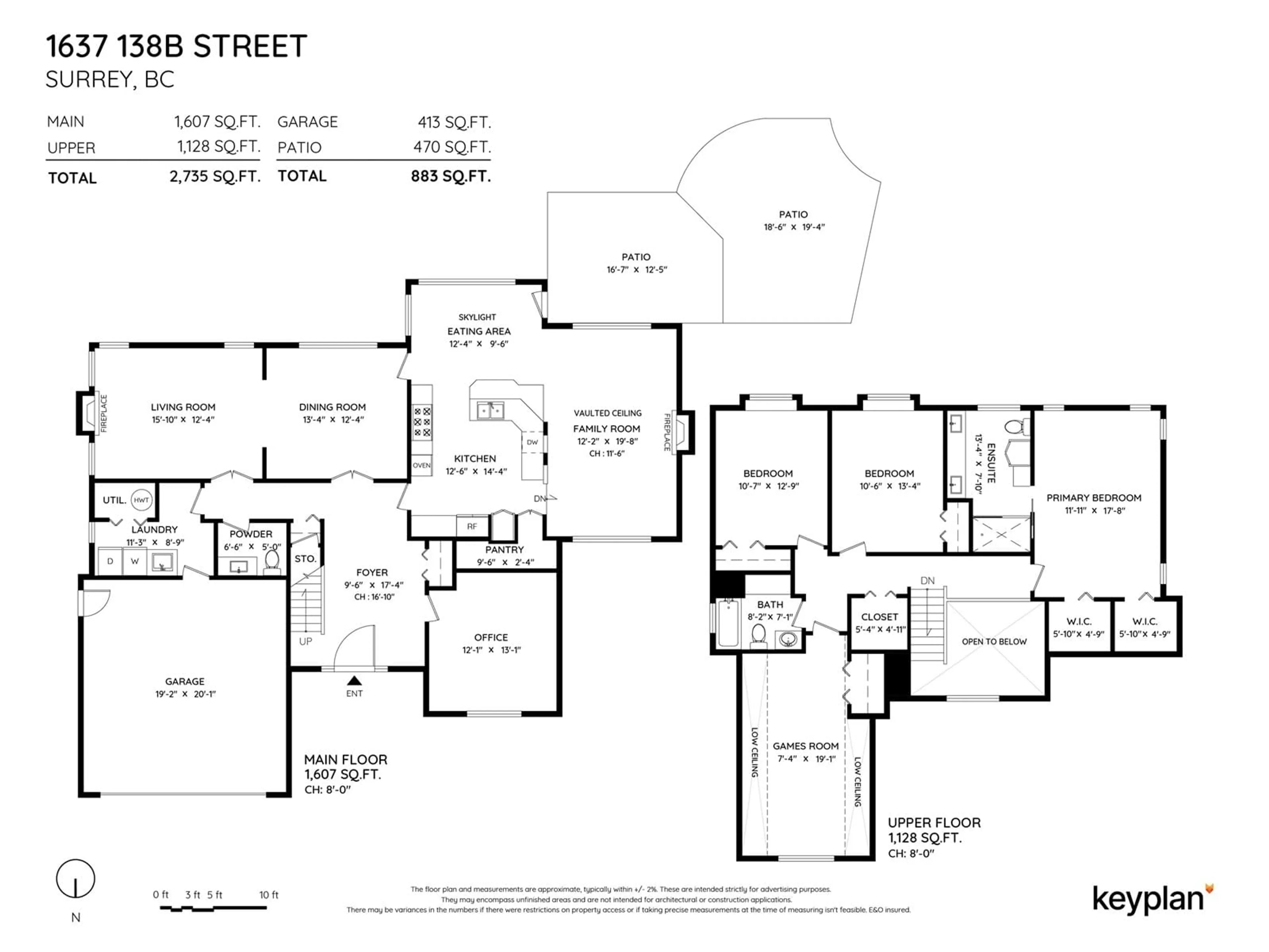 Floor plan for 1637 138B STREET, Surrey British Columbia V4A9J8