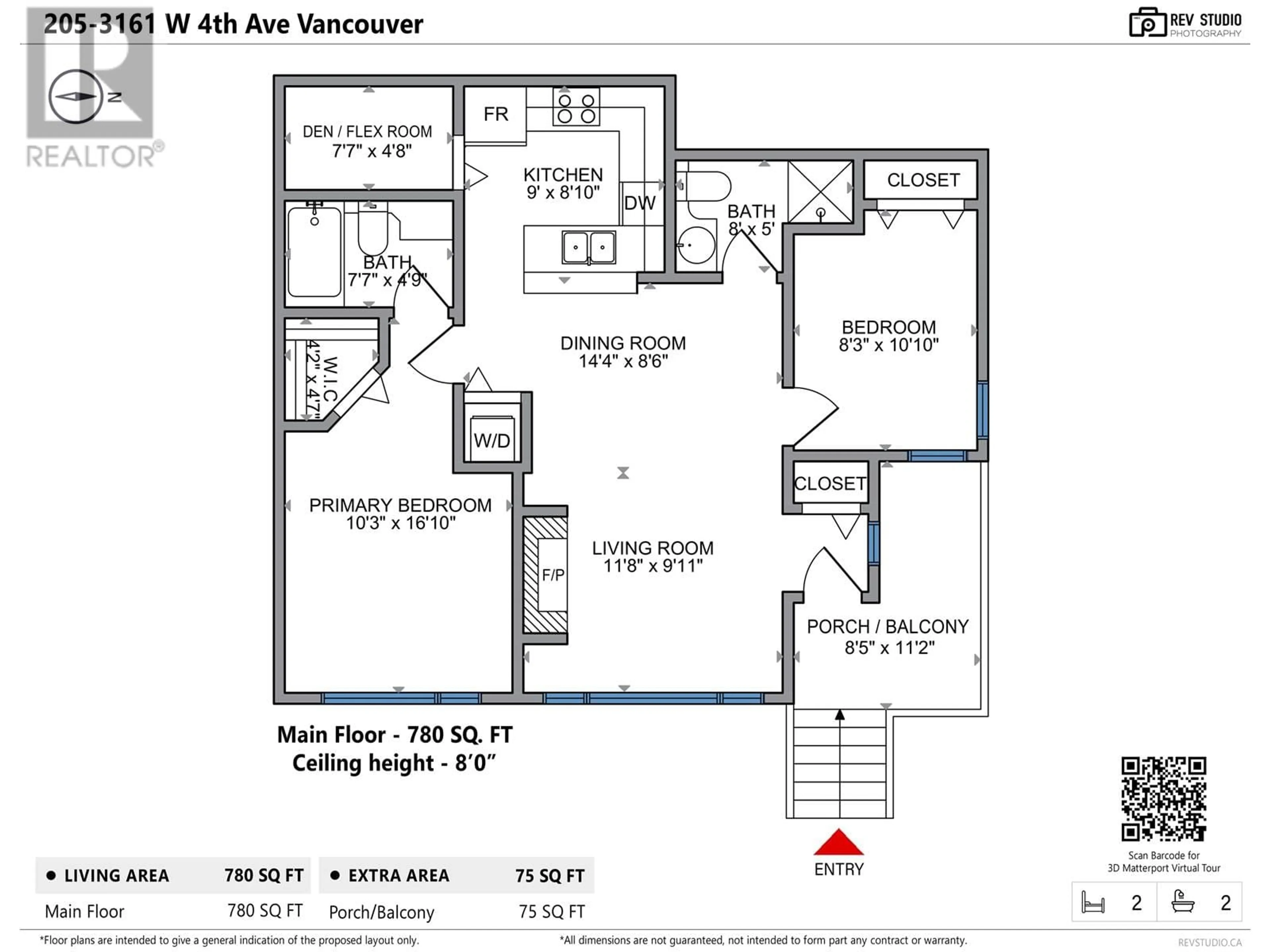 Floor plan for 205 3161 W 4TH AVENUE, Vancouver British Columbia V6K1R6