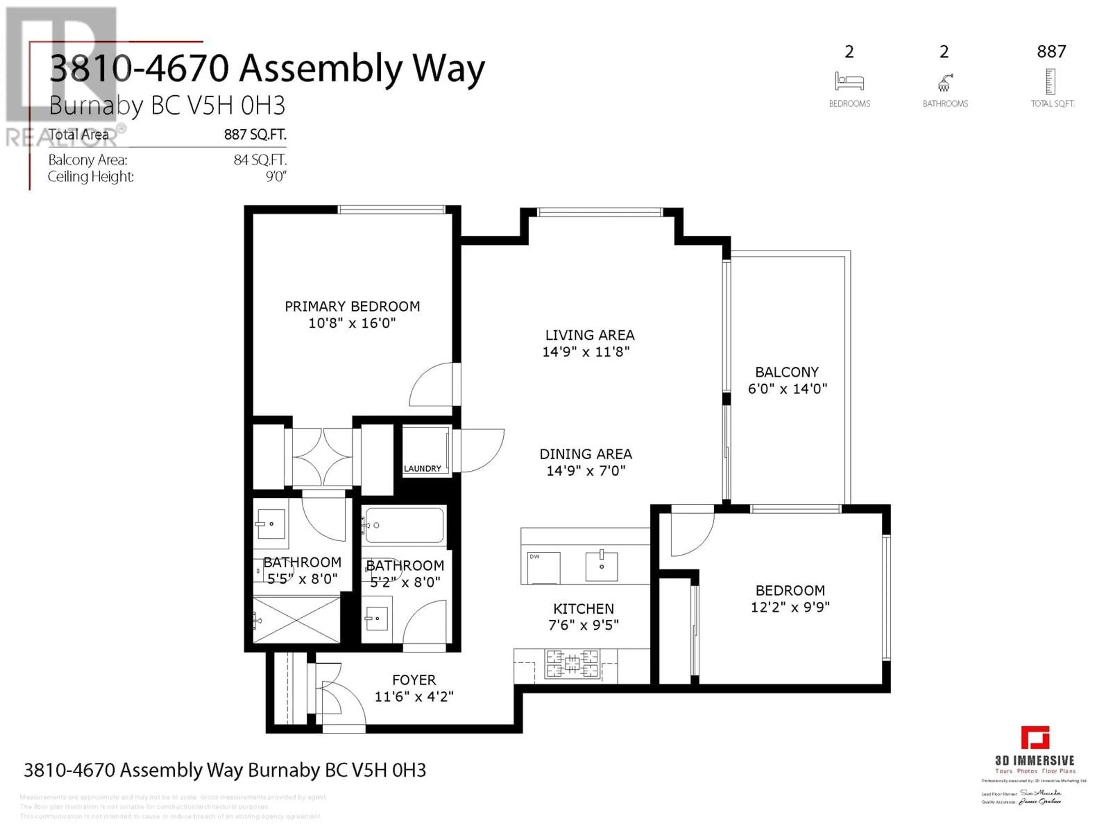 Floor plan for 3810 4670 ASSEMBLY WAY, Burnaby British Columbia V5H0H3