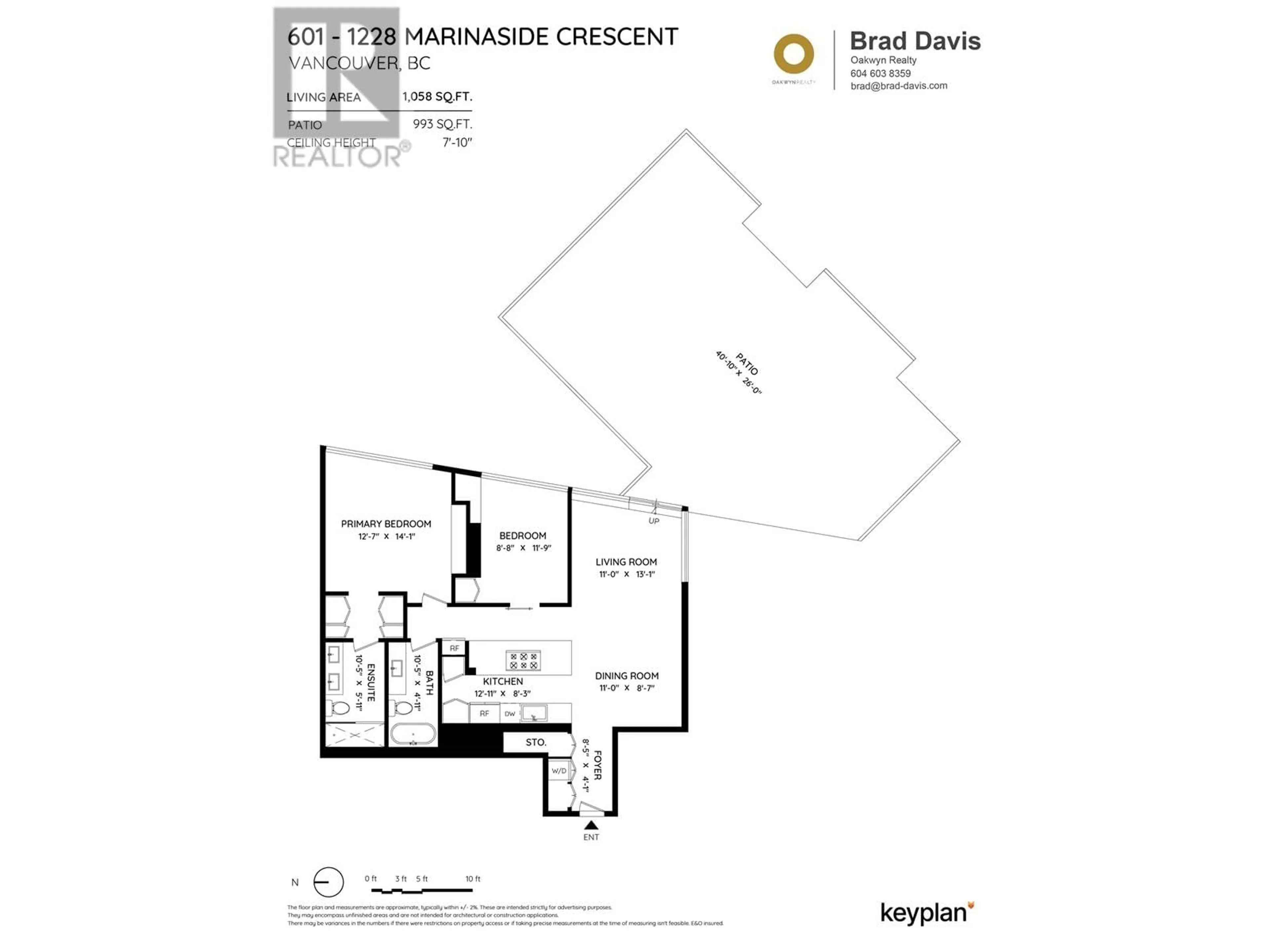 Floor plan for 601 1228 MARINASIDE CRESCENT, Vancouver British Columbia V6Z2W4