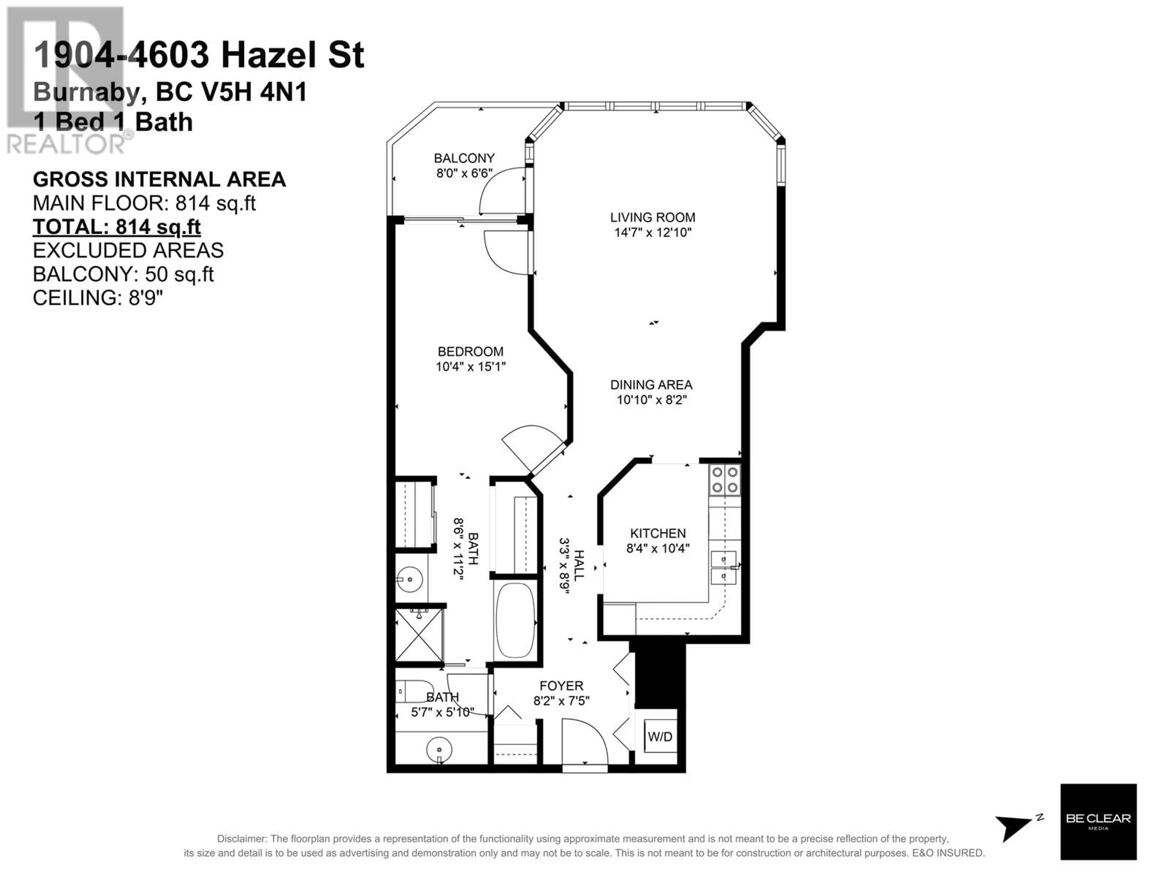 Floor plan for 1904 4603 HAZEL STREET, Burnaby British Columbia V5H4N1