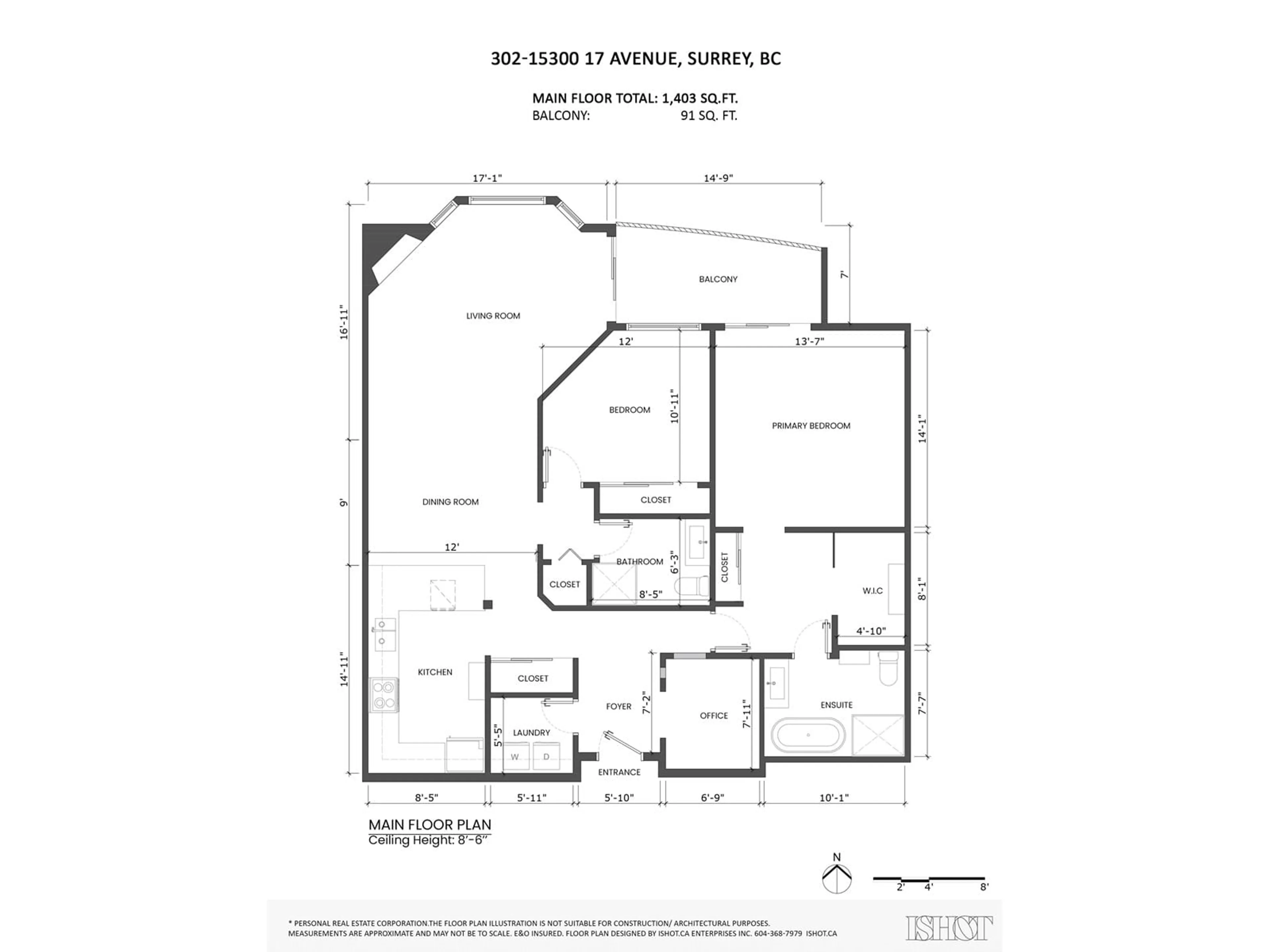 Floor plan for 302 15300 17 AVENUE, Surrey British Columbia V4A8Y6