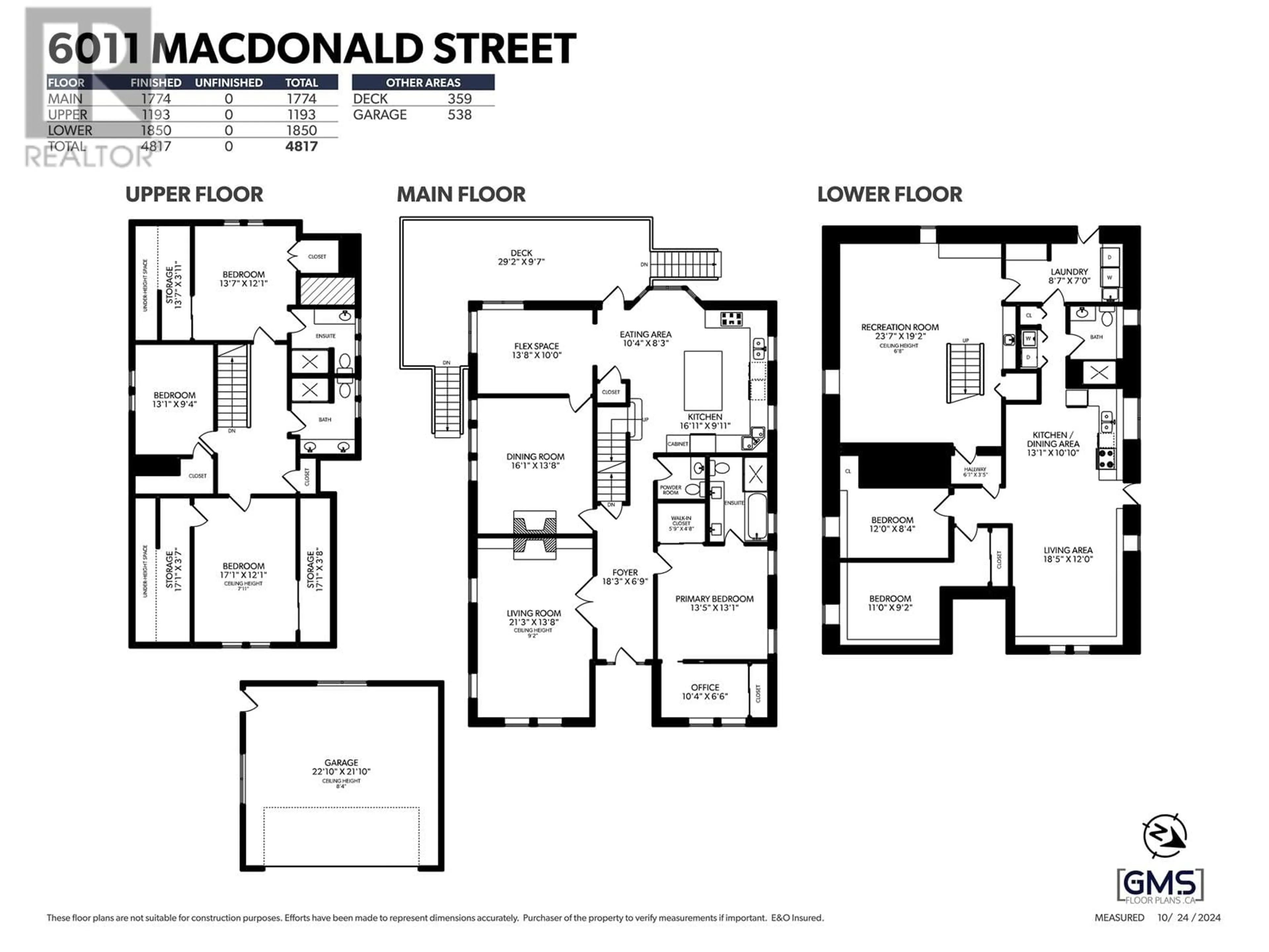 Floor plan for 6011 MACDONALD STREET, Vancouver British Columbia V6N1E5