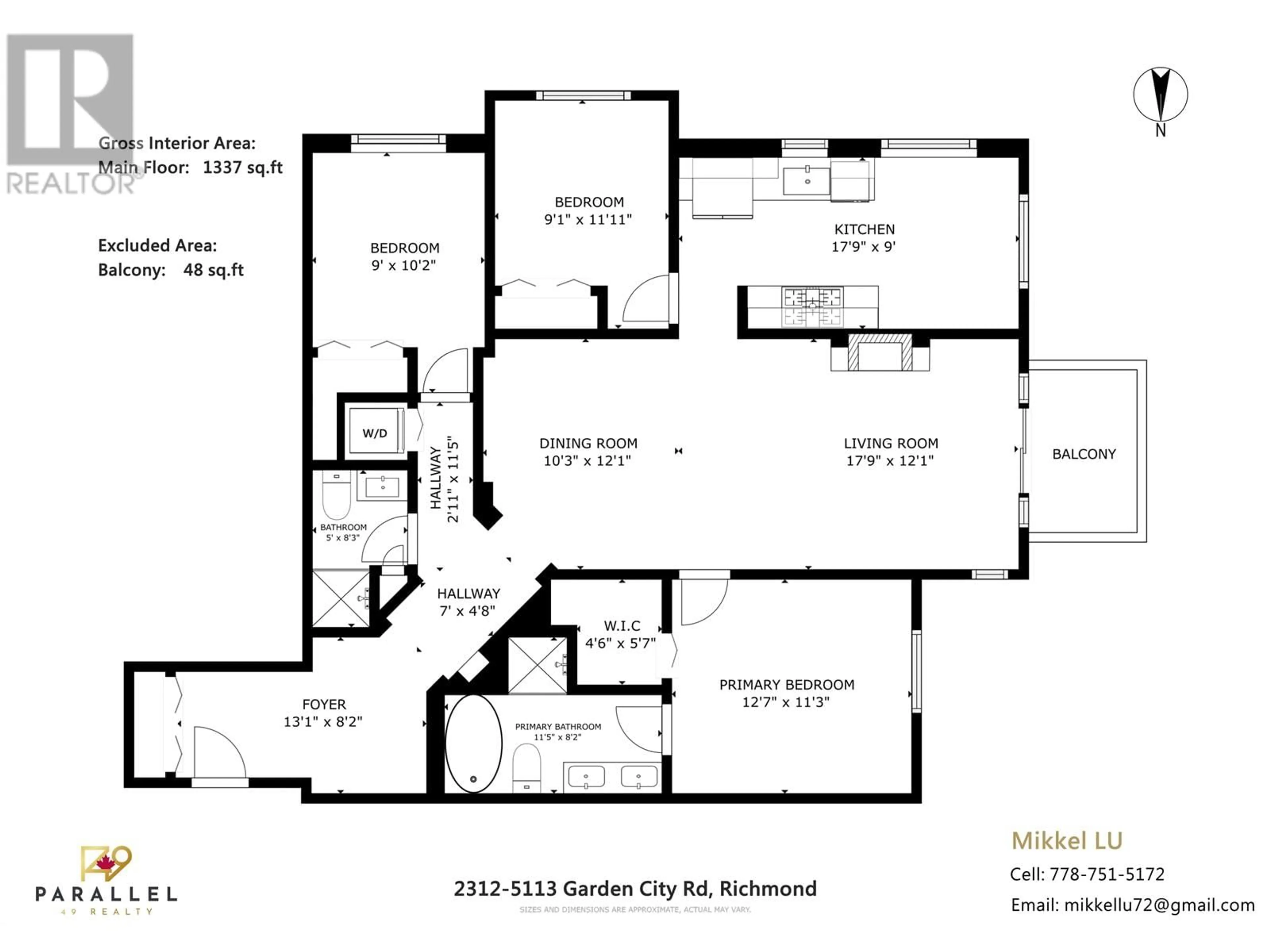 Floor plan for 2312 5113 GARDEN CITY ROAD, Richmond British Columbia V6X4H5