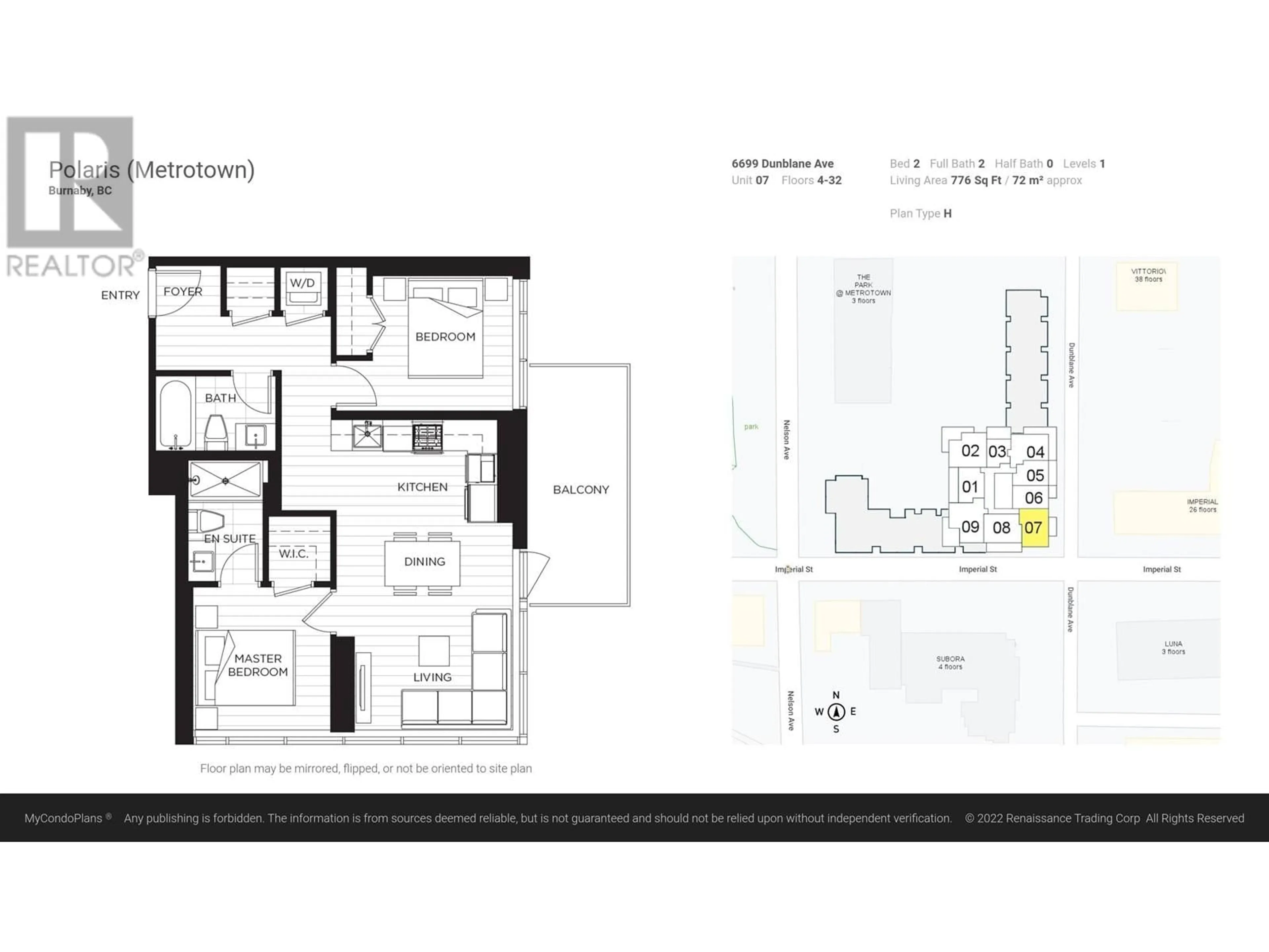 Floor plan for 2407 6699 DUNBLANE AVENUE, Burnaby British Columbia V5H0J8