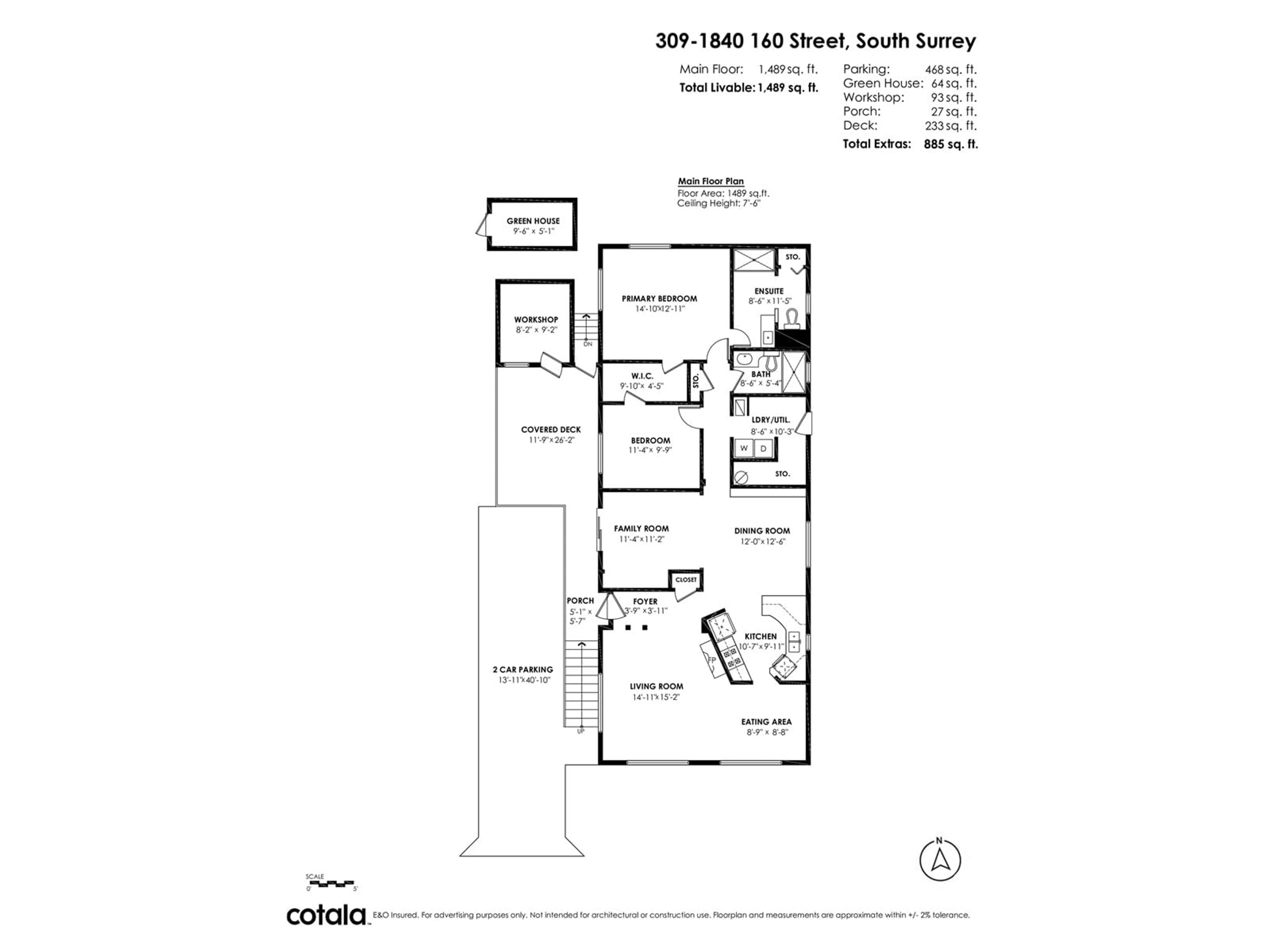 Floor plan for 309 1840 160 STREET, Surrey British Columbia V4A4X4