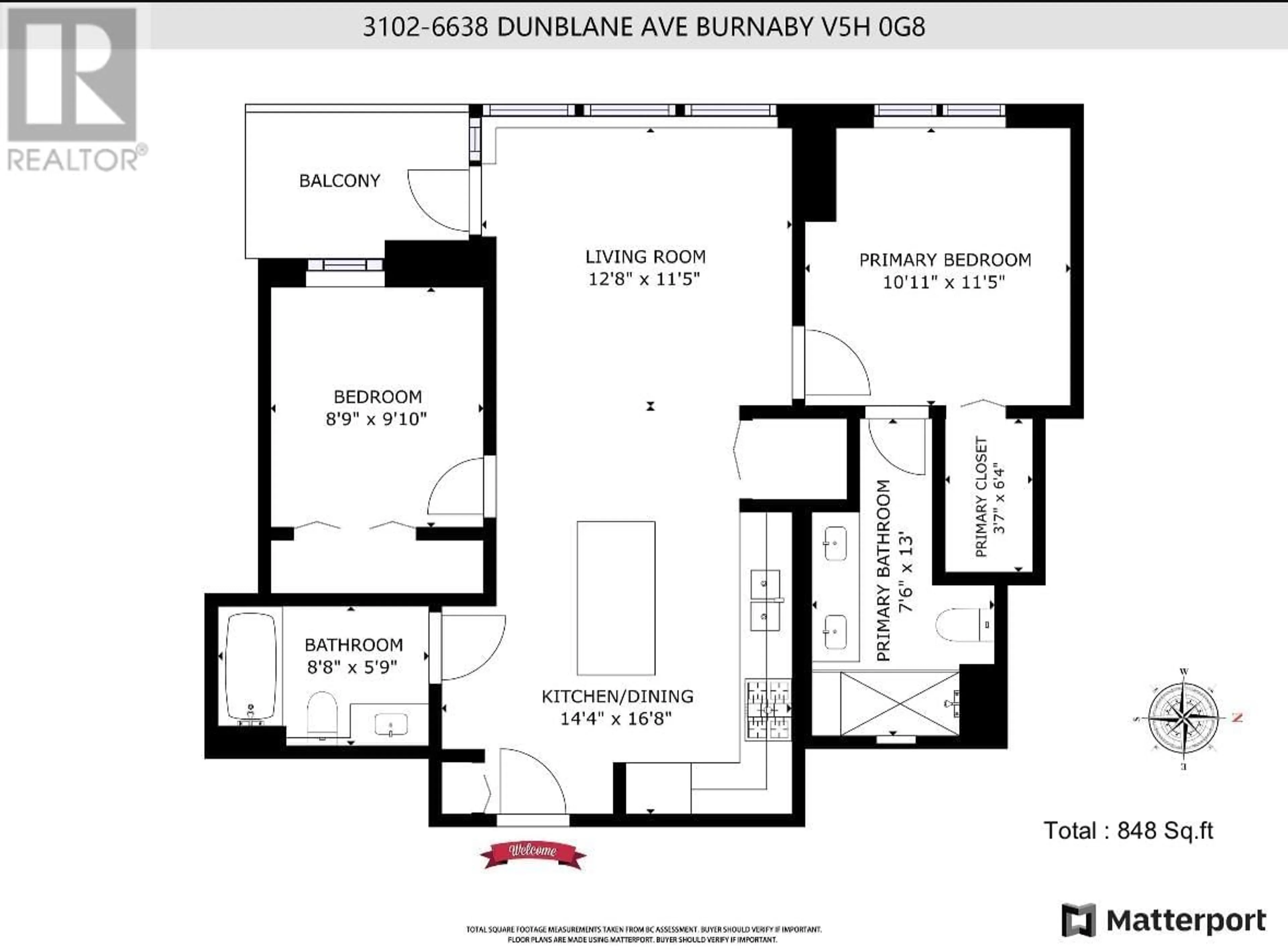 Floor plan for 3102 6638 DUNBLANE AVENUE, Burnaby British Columbia V5H0G8