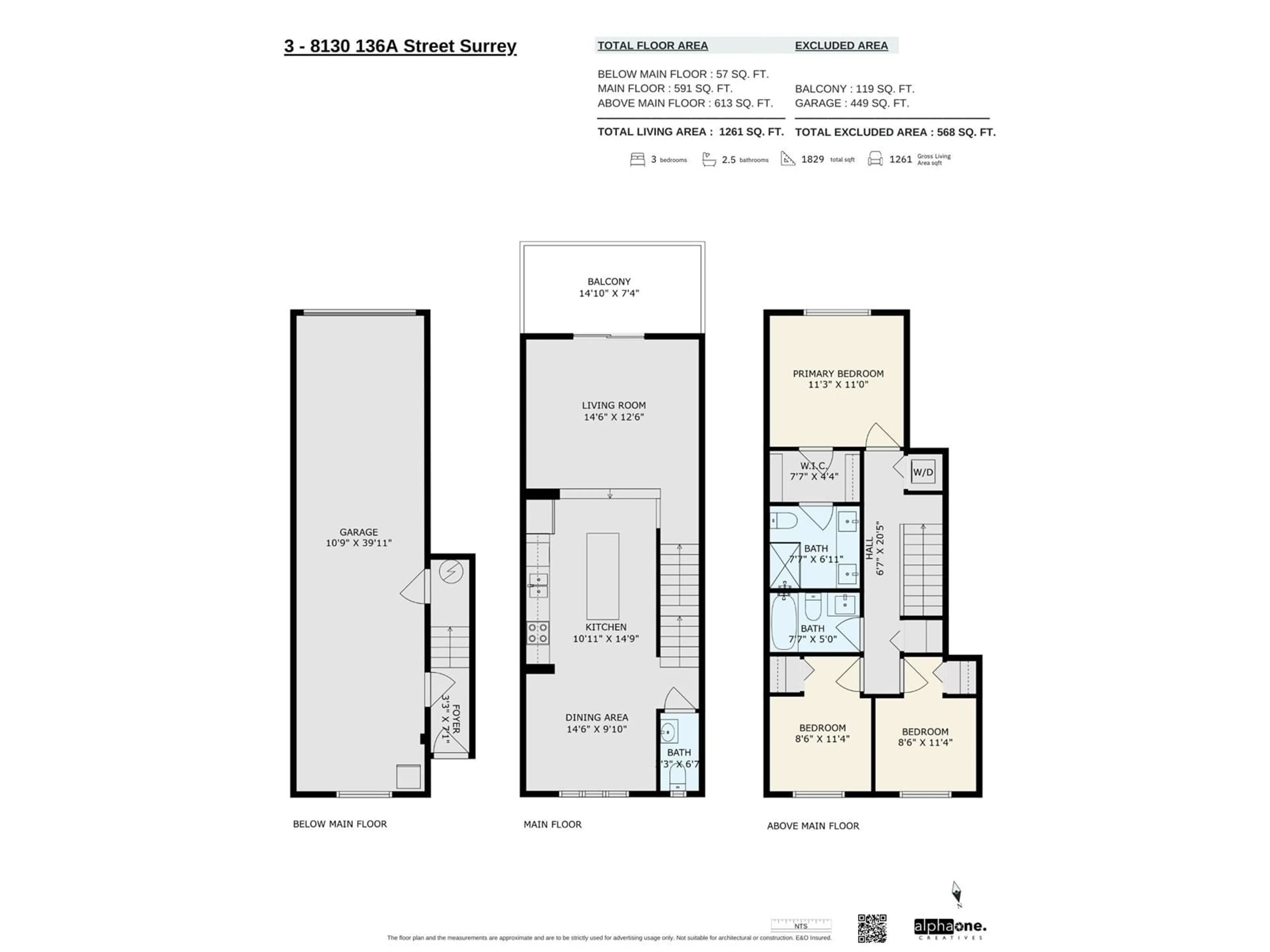 Floor plan for 3 8130 136A STREET, Surrey British Columbia V3W1H9