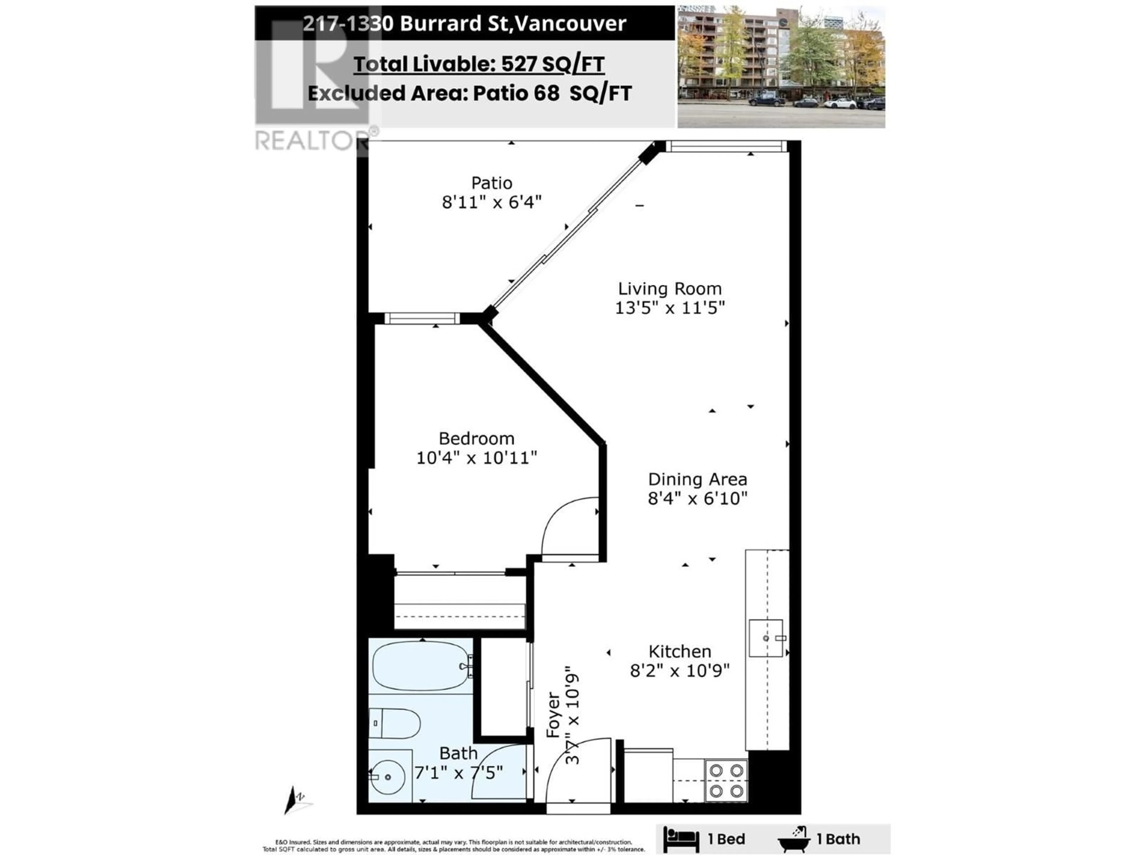 Floor plan for 217 1330 BURRARD STREET, Vancouver British Columbia V6Z2B8