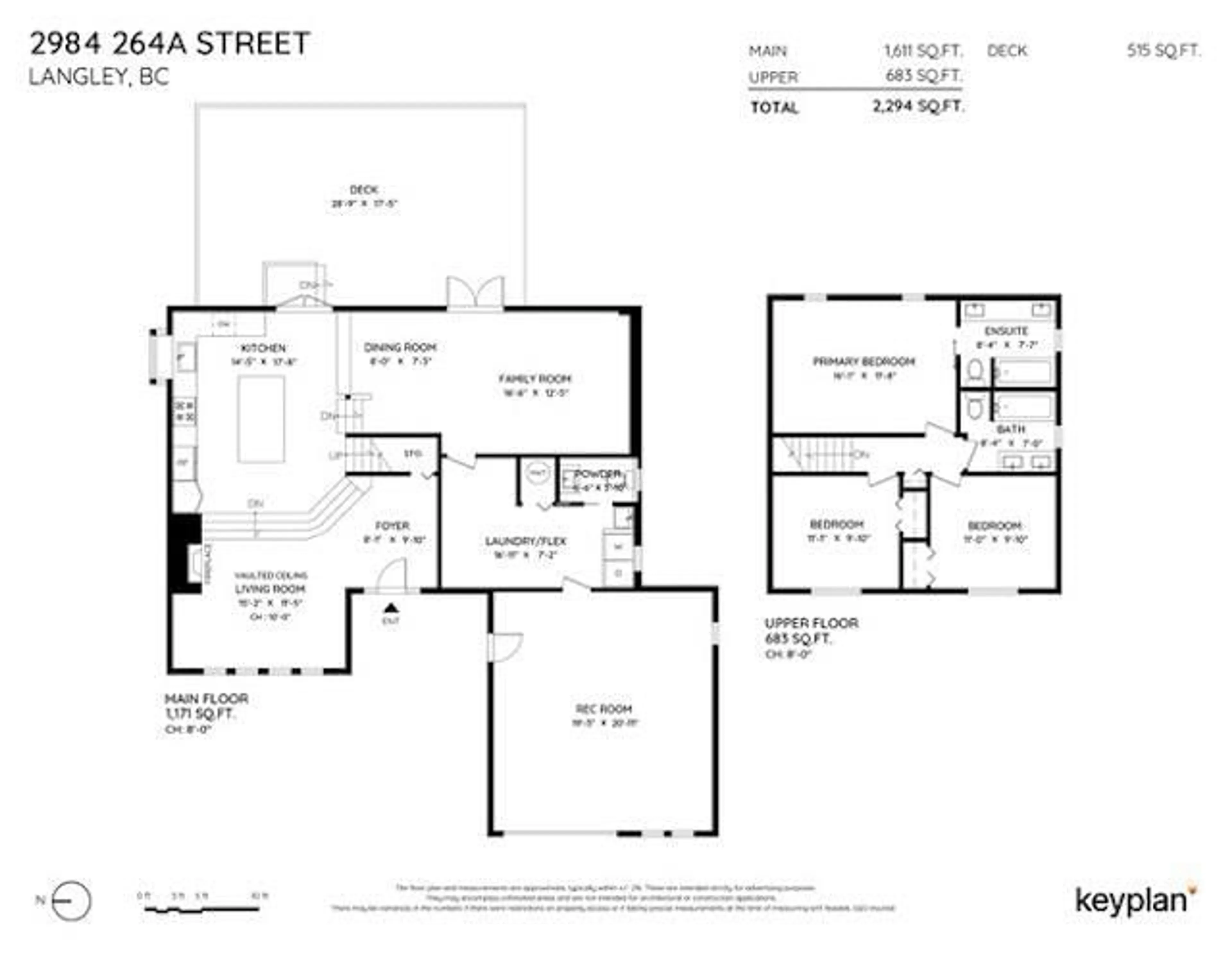 Floor plan for 2984 264A STREET, Langley British Columbia V4W3B4