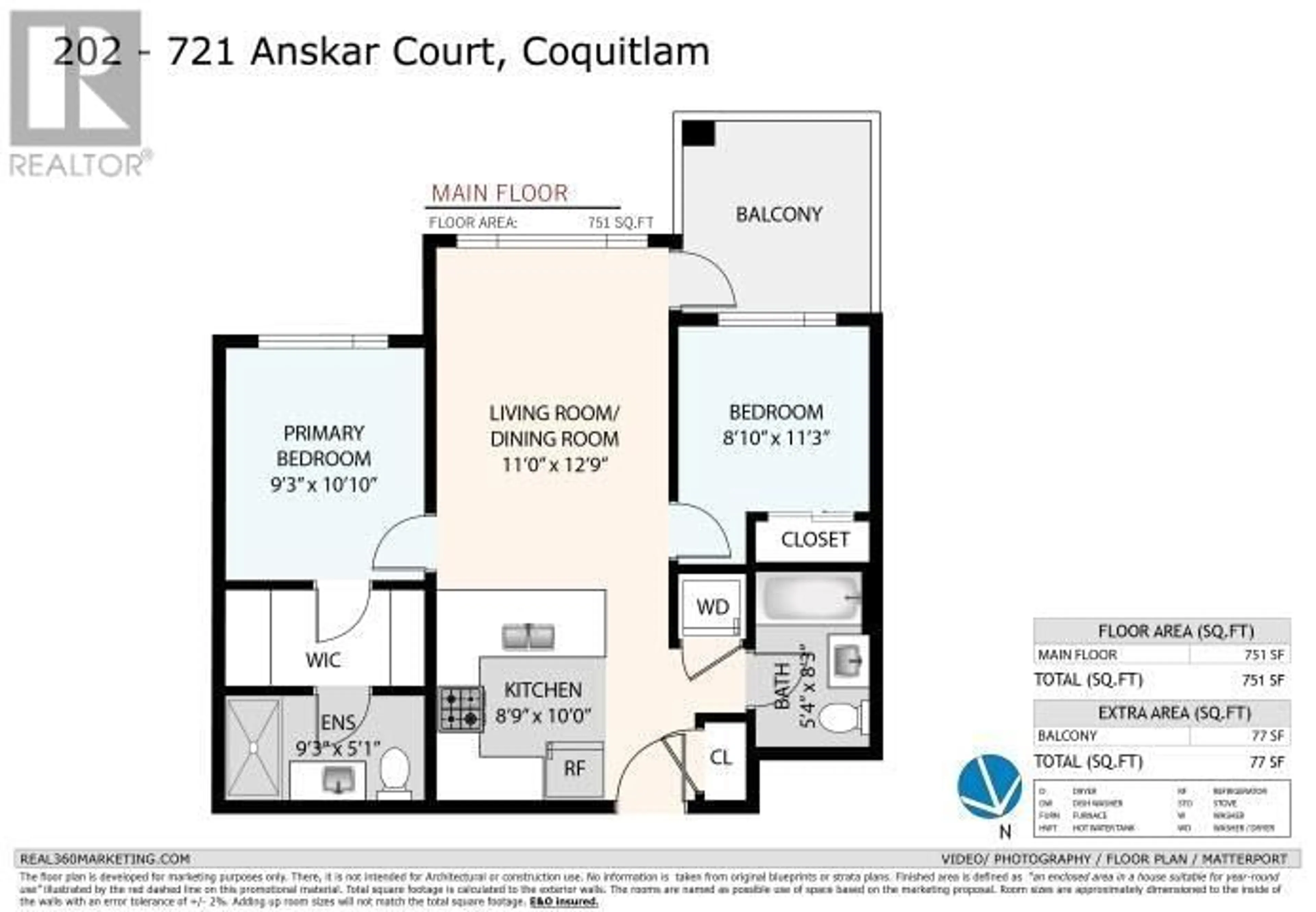 Floor plan for 202 721 ANSKAR COURT, Coquitlam British Columbia V3J0L4