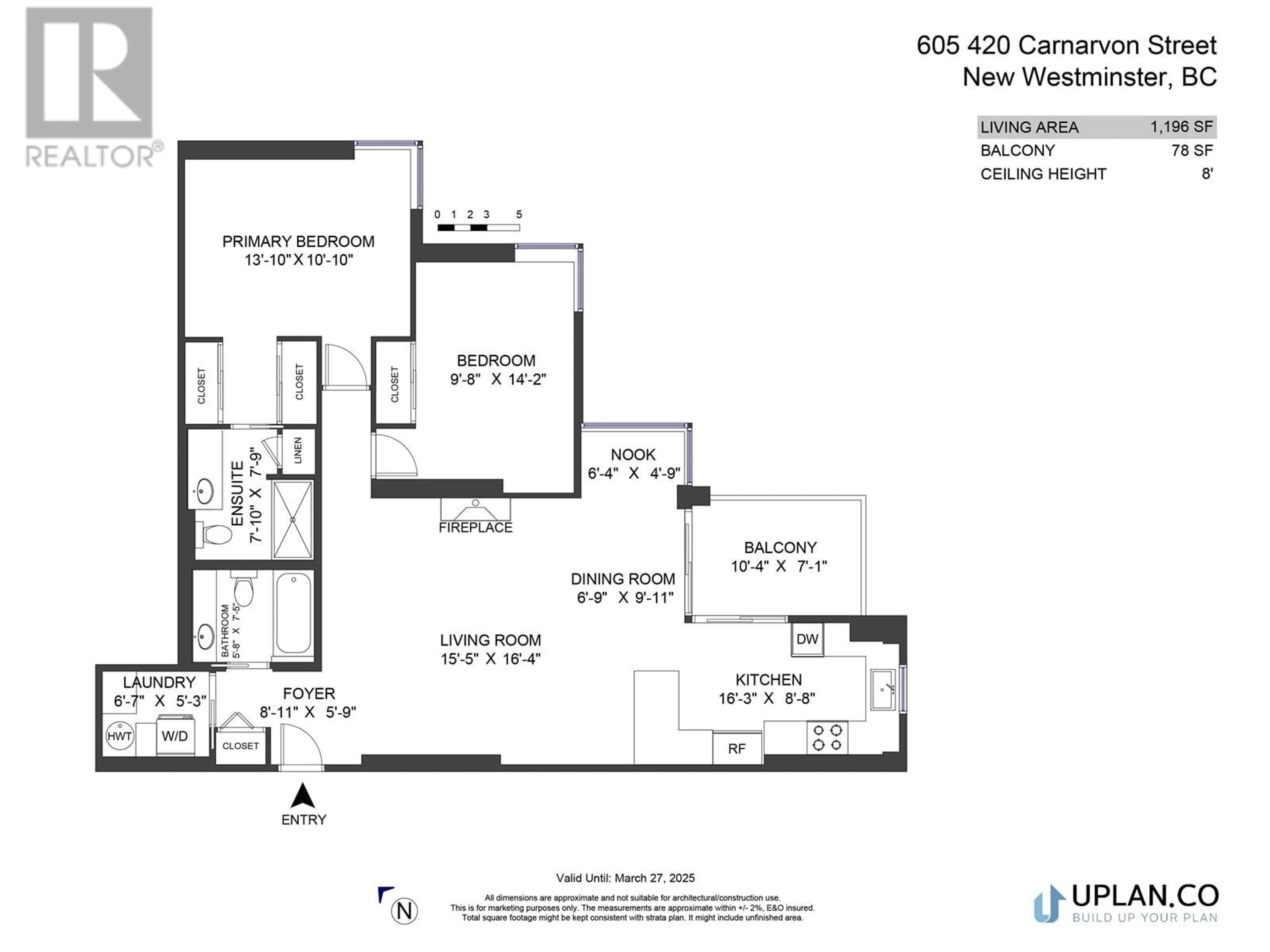 Floor plan for 605 420 CARNARVON STREET, New Westminster British Columbia V3L5P1