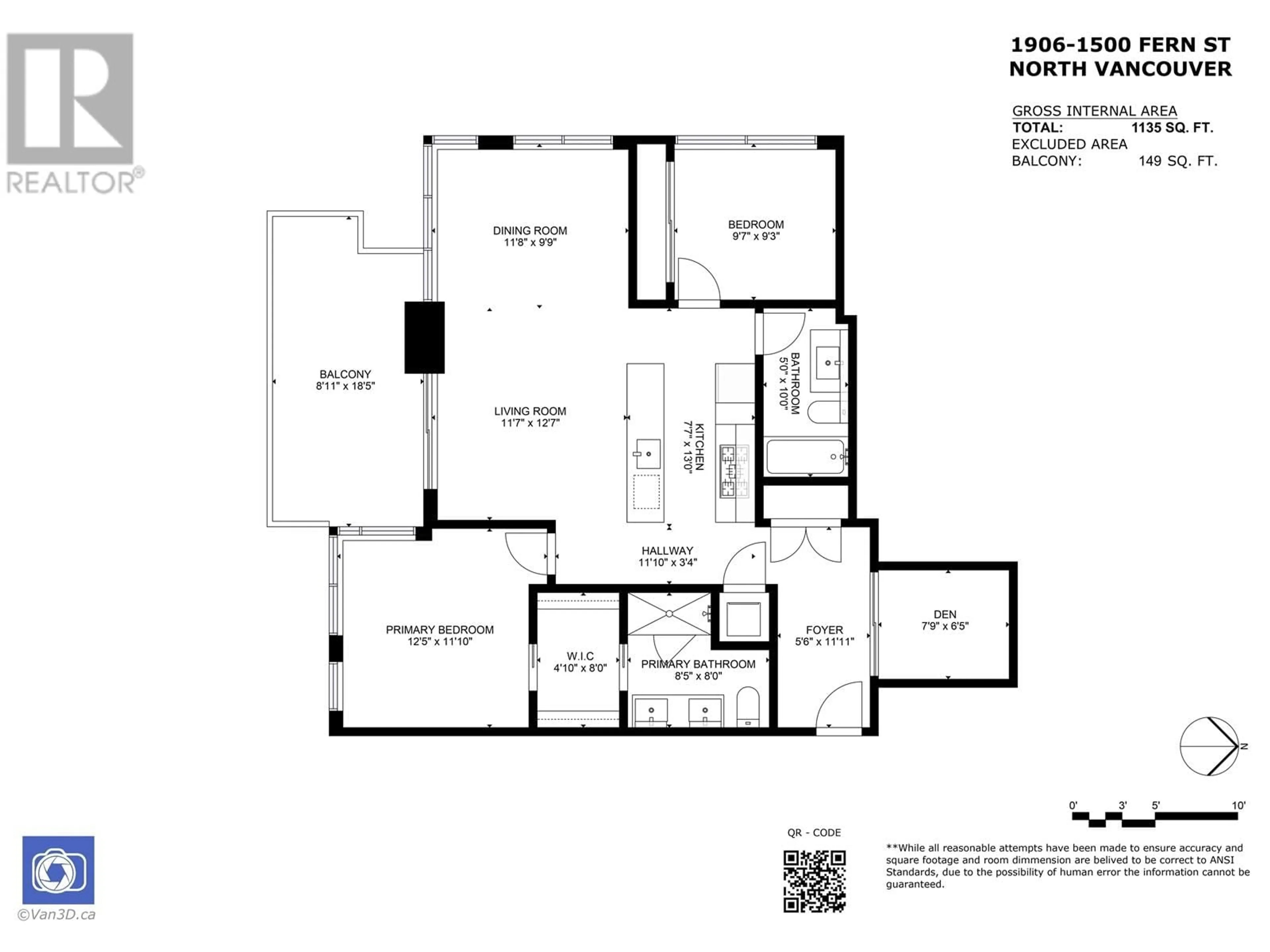 Floor plan for 1906 1500 FERN STREET, North Vancouver British Columbia V7J0E6