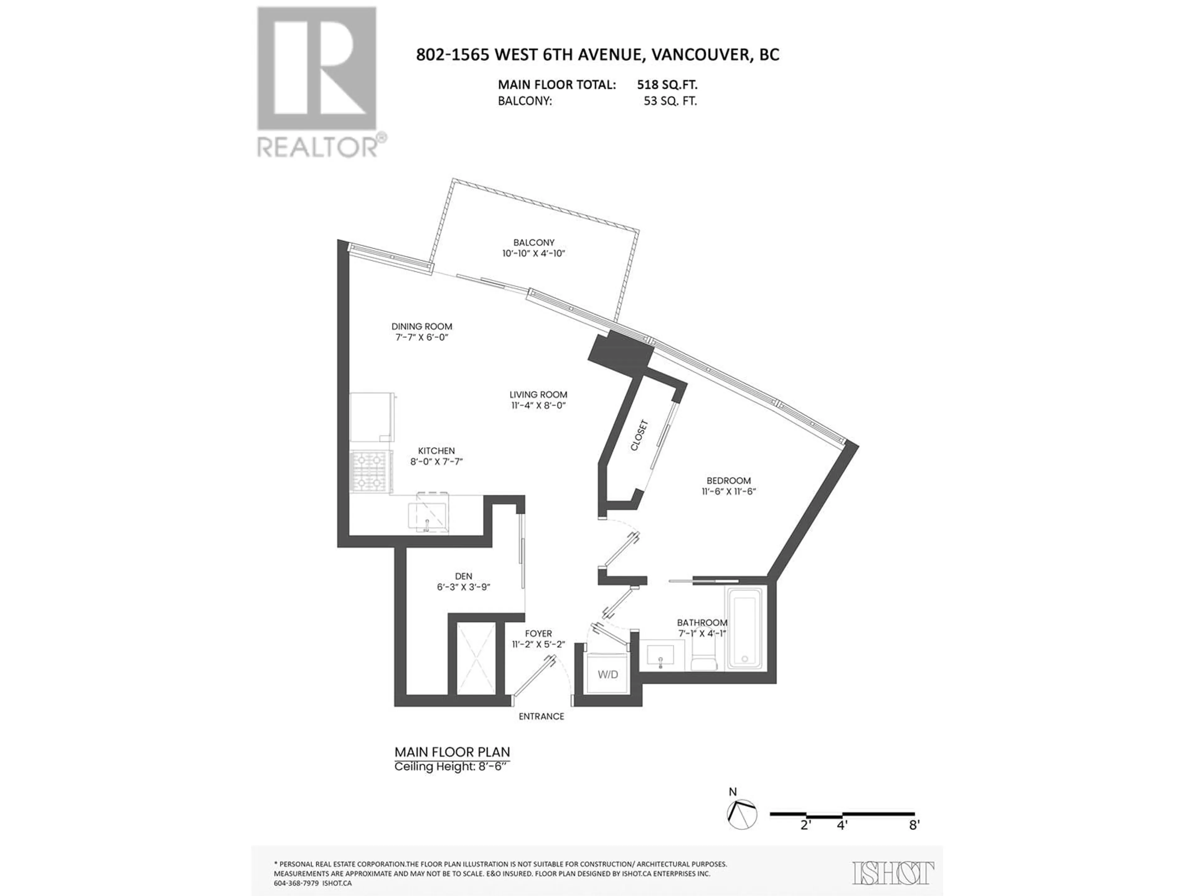 Floor plan for 802 1565 W 6TH AVENUE, Vancouver British Columbia V6J1R1