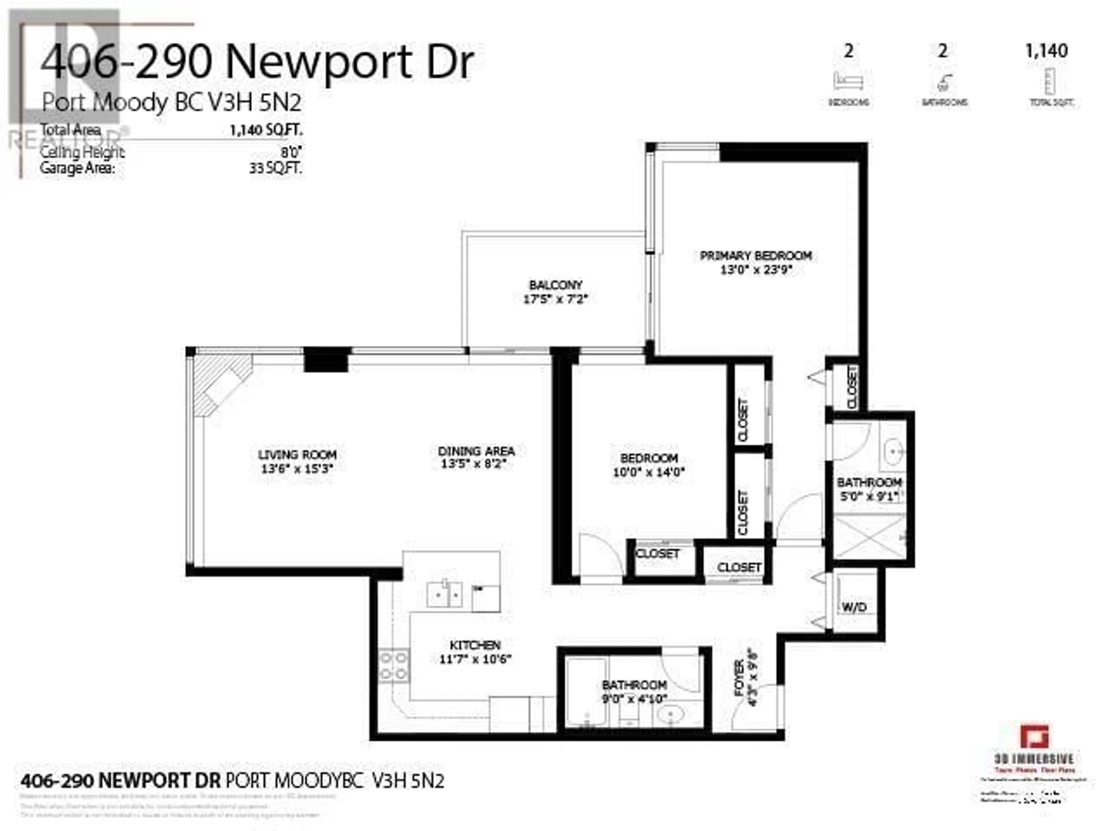 Floor plan for 406 290 NEWPORT DRIVE, Port Moody British Columbia V3H5N2