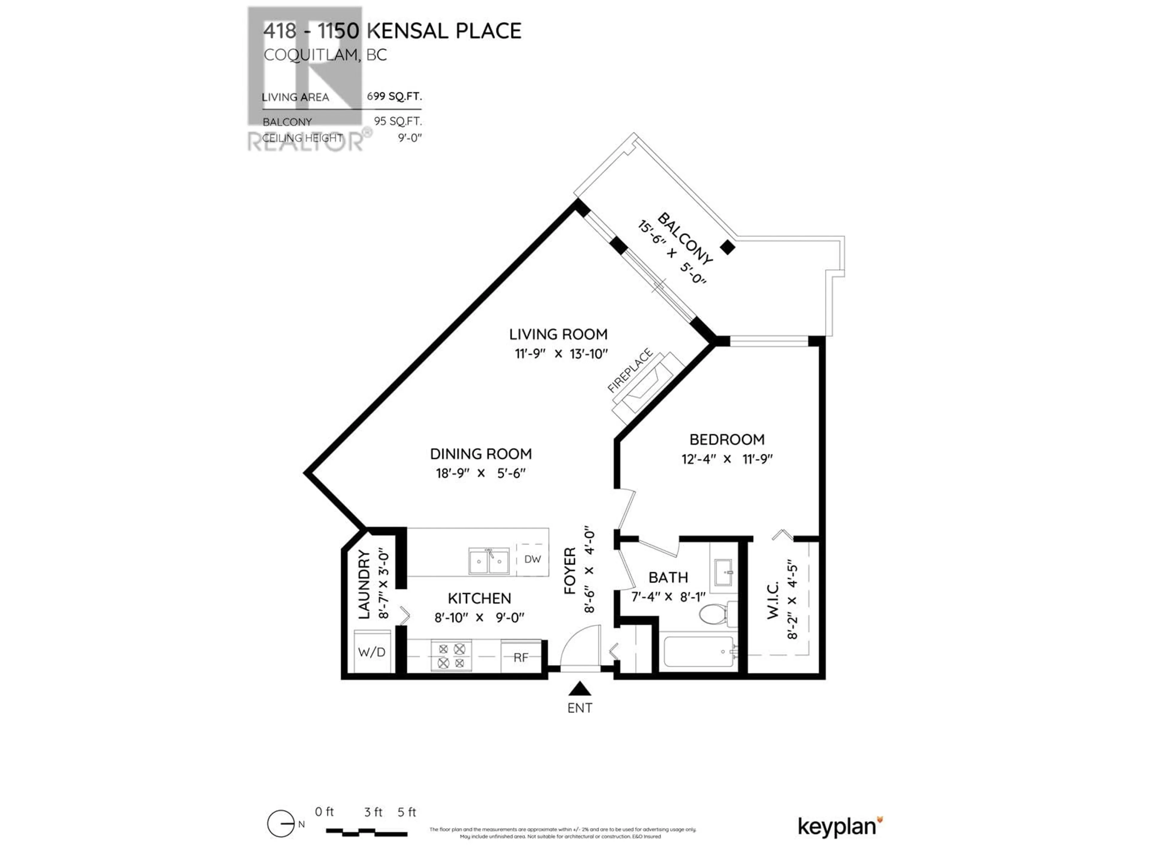 Floor plan for 418 1150 KENSAL PLACE, Coquitlam British Columbia V3B0H4