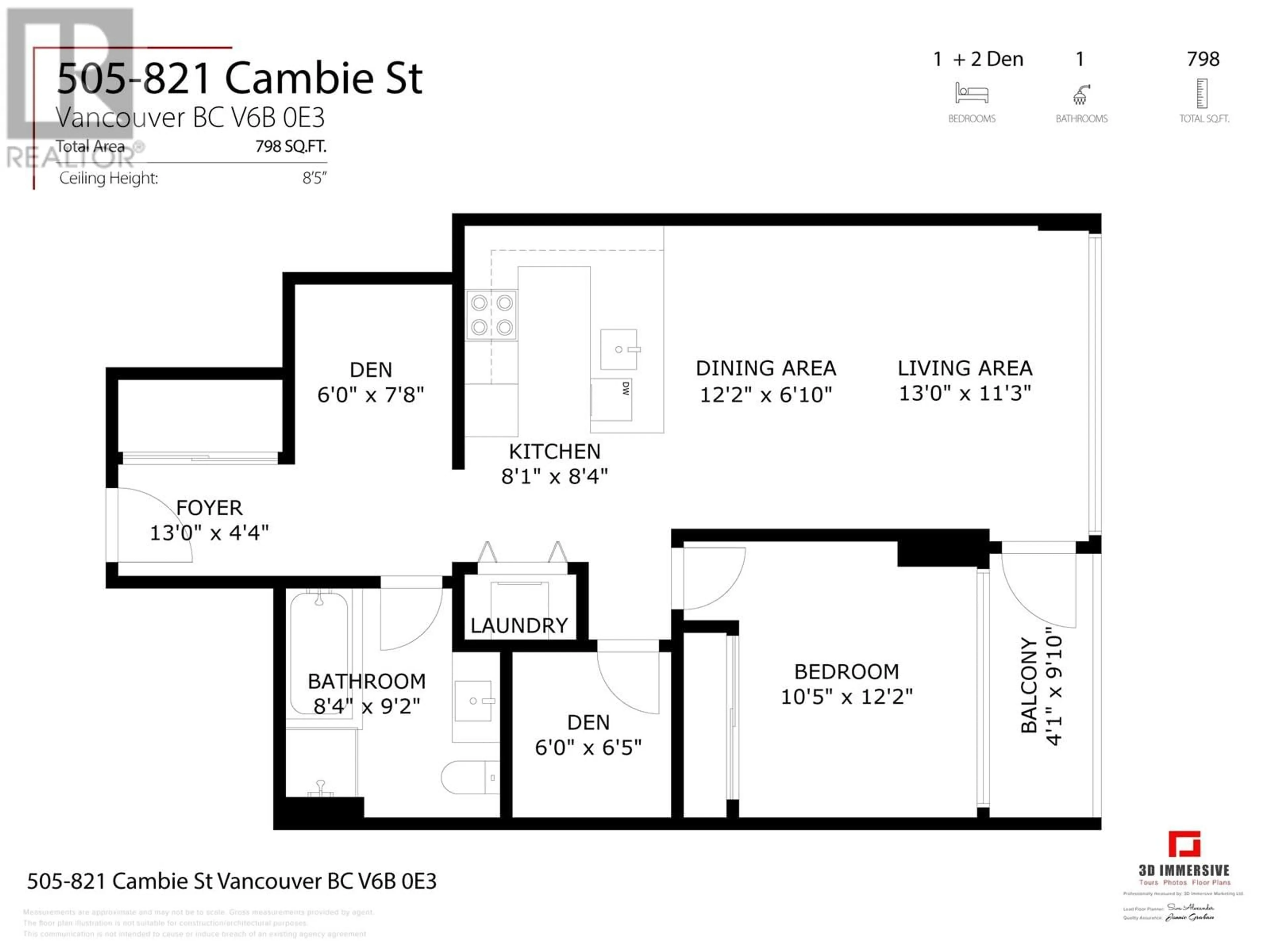 Floor plan for 505 821 CAMBIE STREET, Vancouver British Columbia V6B0E3