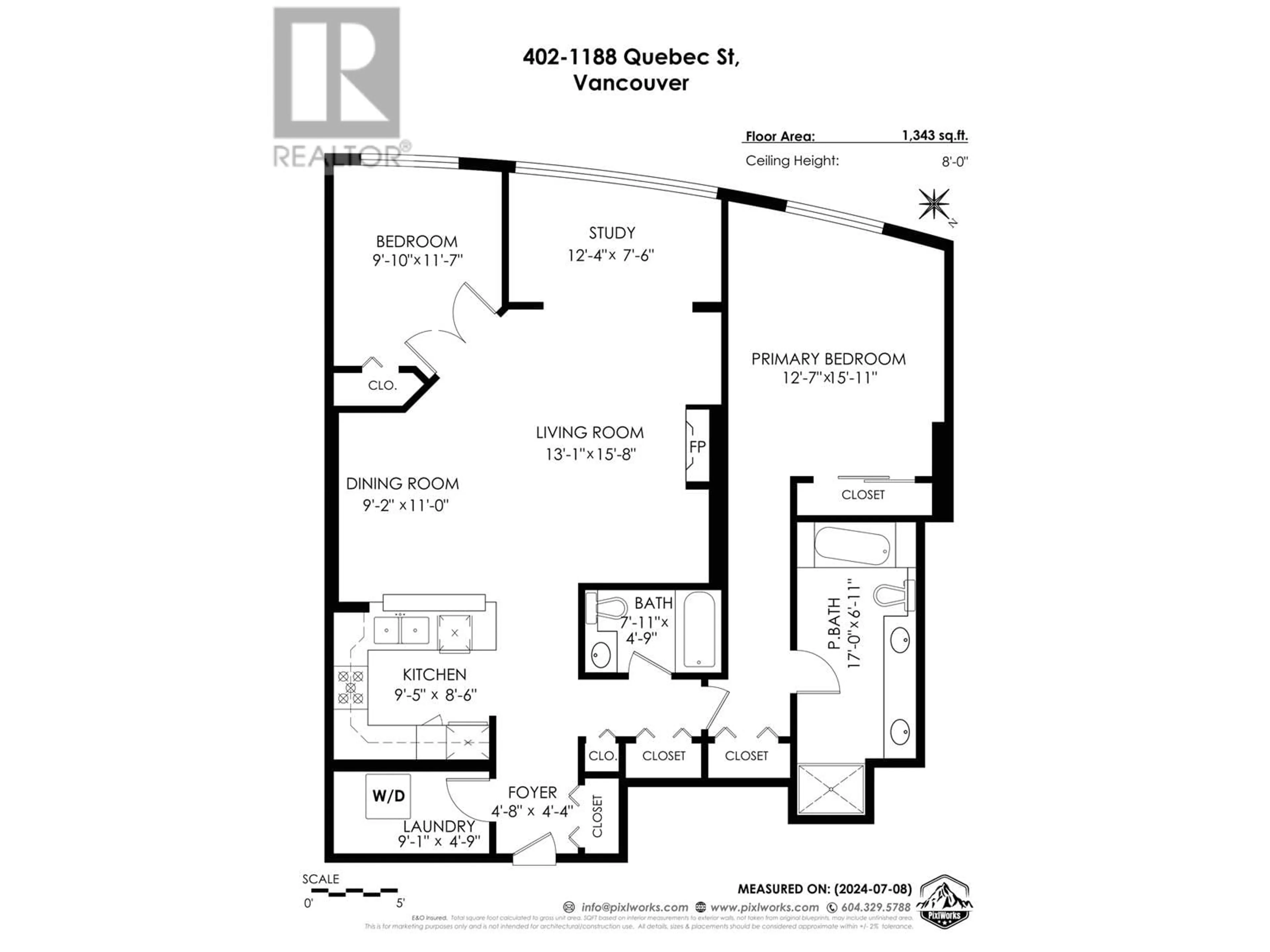 Floor plan for 402 1188 QUEBEC STREET, Vancouver British Columbia V6A4B3