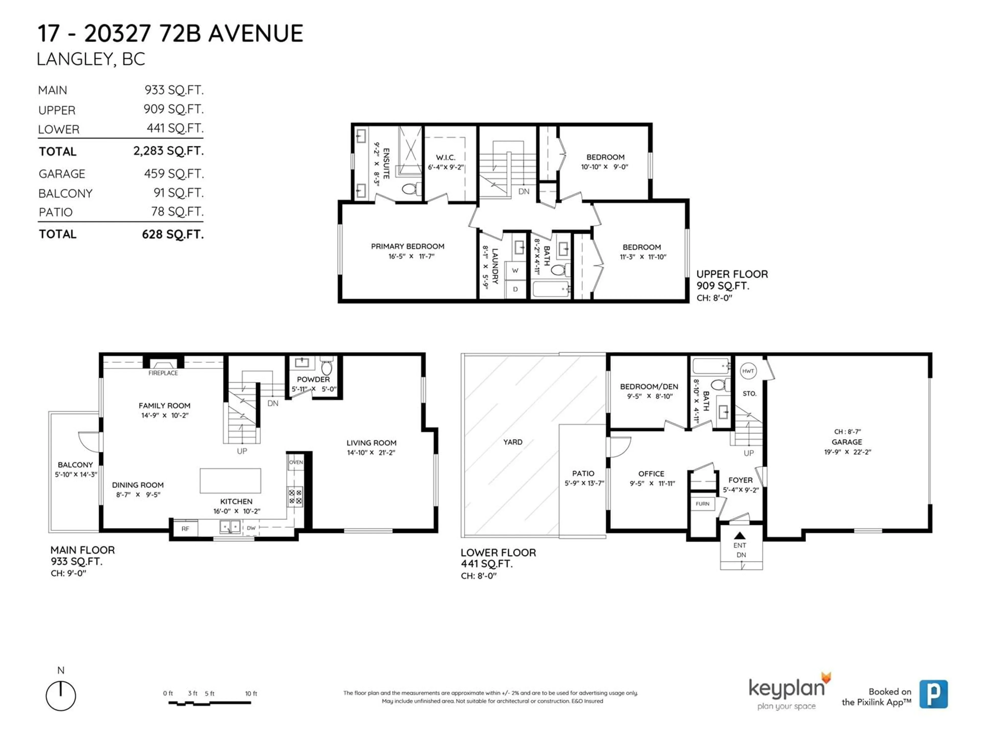 Floor plan for 17 20327 72B AVENUE, Langley British Columbia V2Y4J6