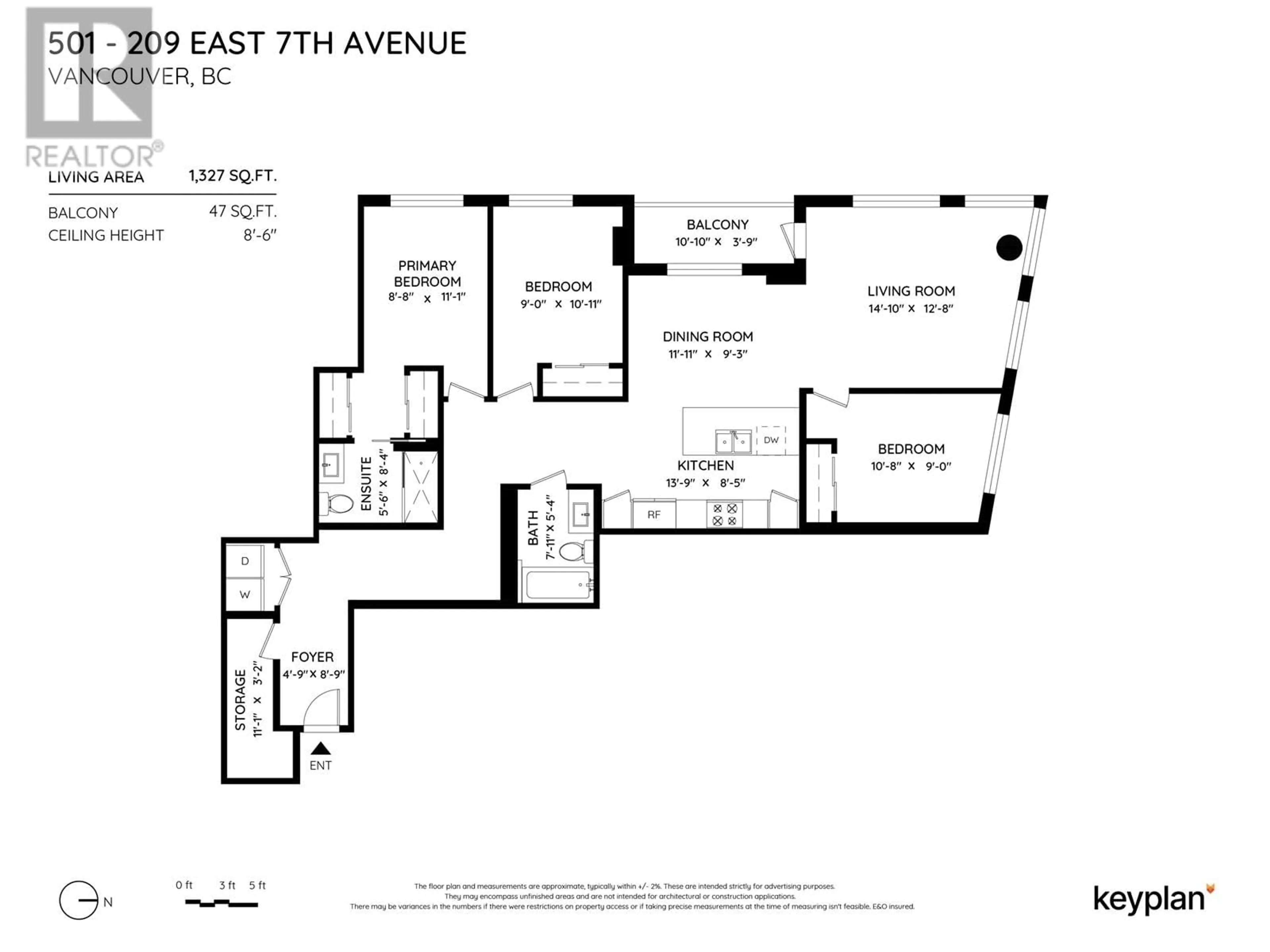 Floor plan for 501 209 E 7TH AVENUE, Vancouver British Columbia V5T0H3