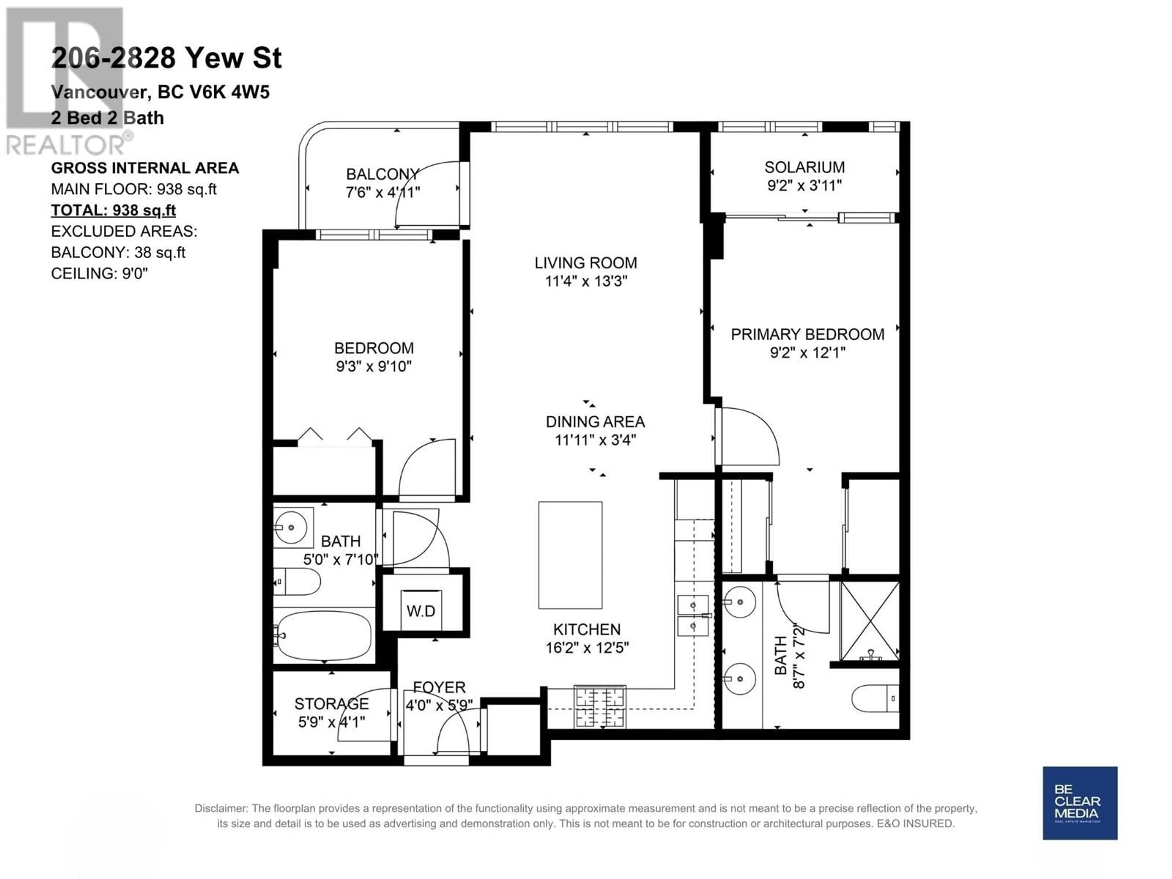 Floor plan for 206 2828 YEW STREET, Vancouver British Columbia V6K4W5