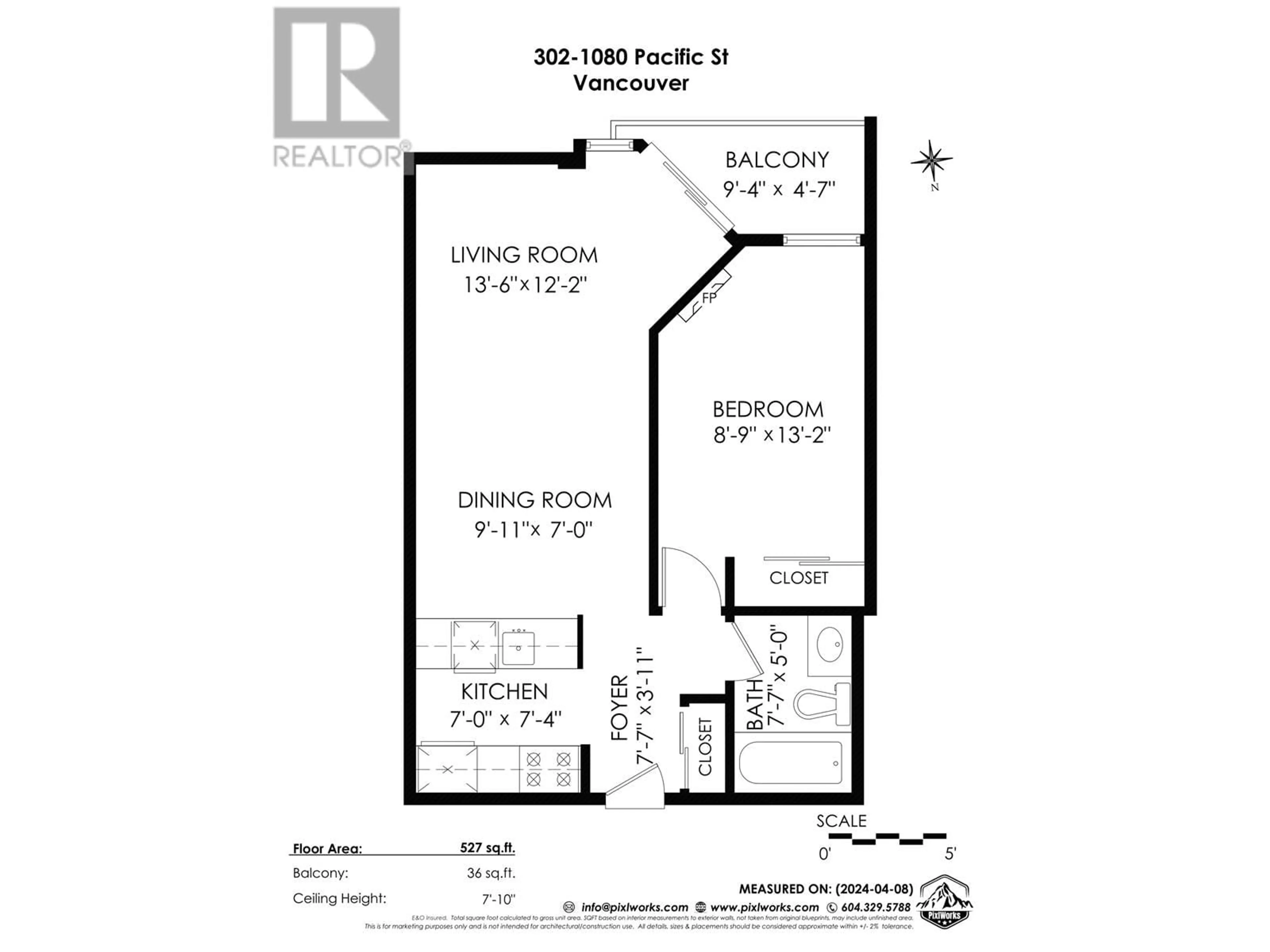 Floor plan for 302 1080 PACIFIC STREET, Vancouver British Columbia V6E4C2