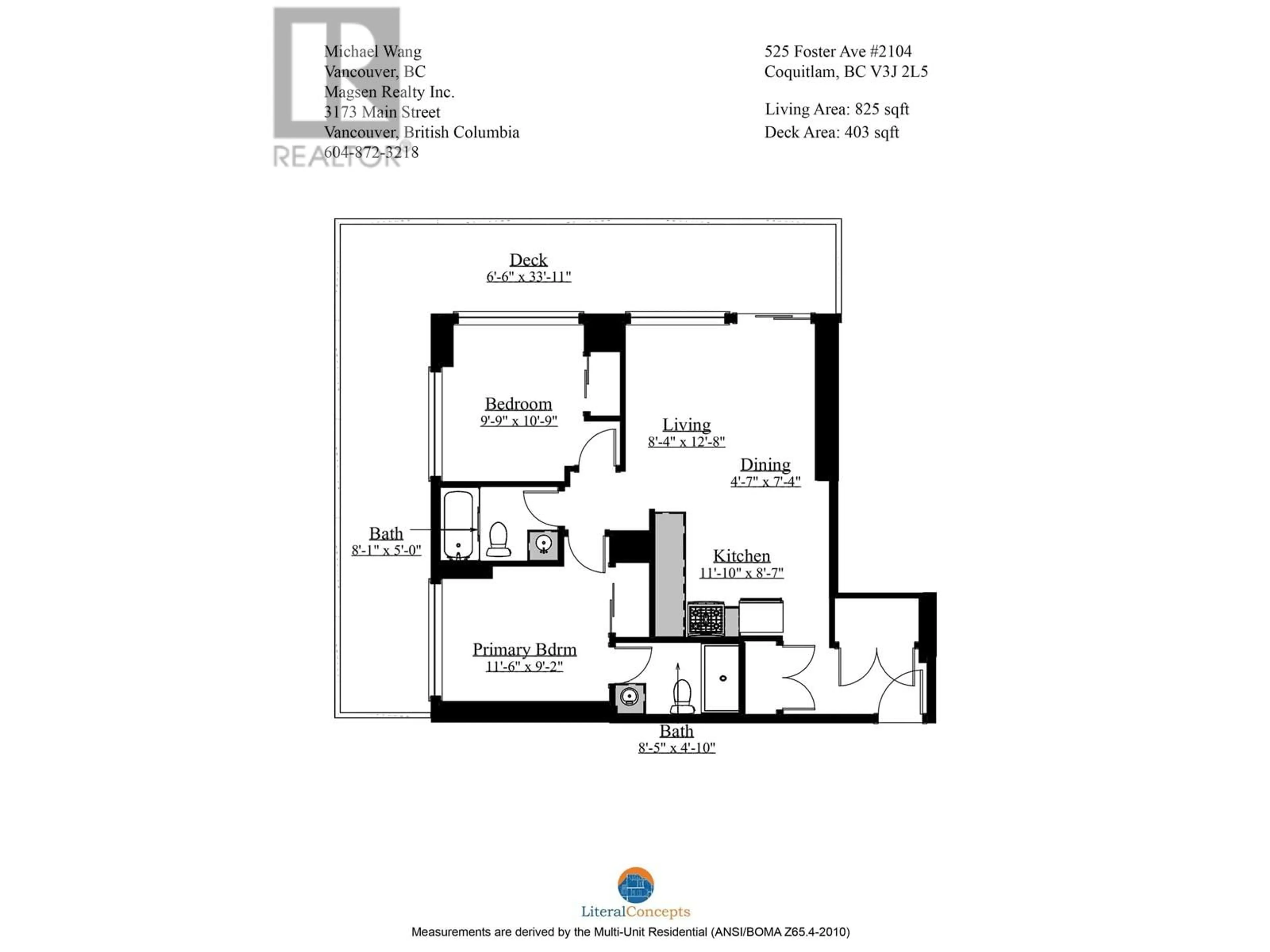 Floor plan for 2104 525 FOSTER AVENUE, Coquitlam British Columbia V3J0H6