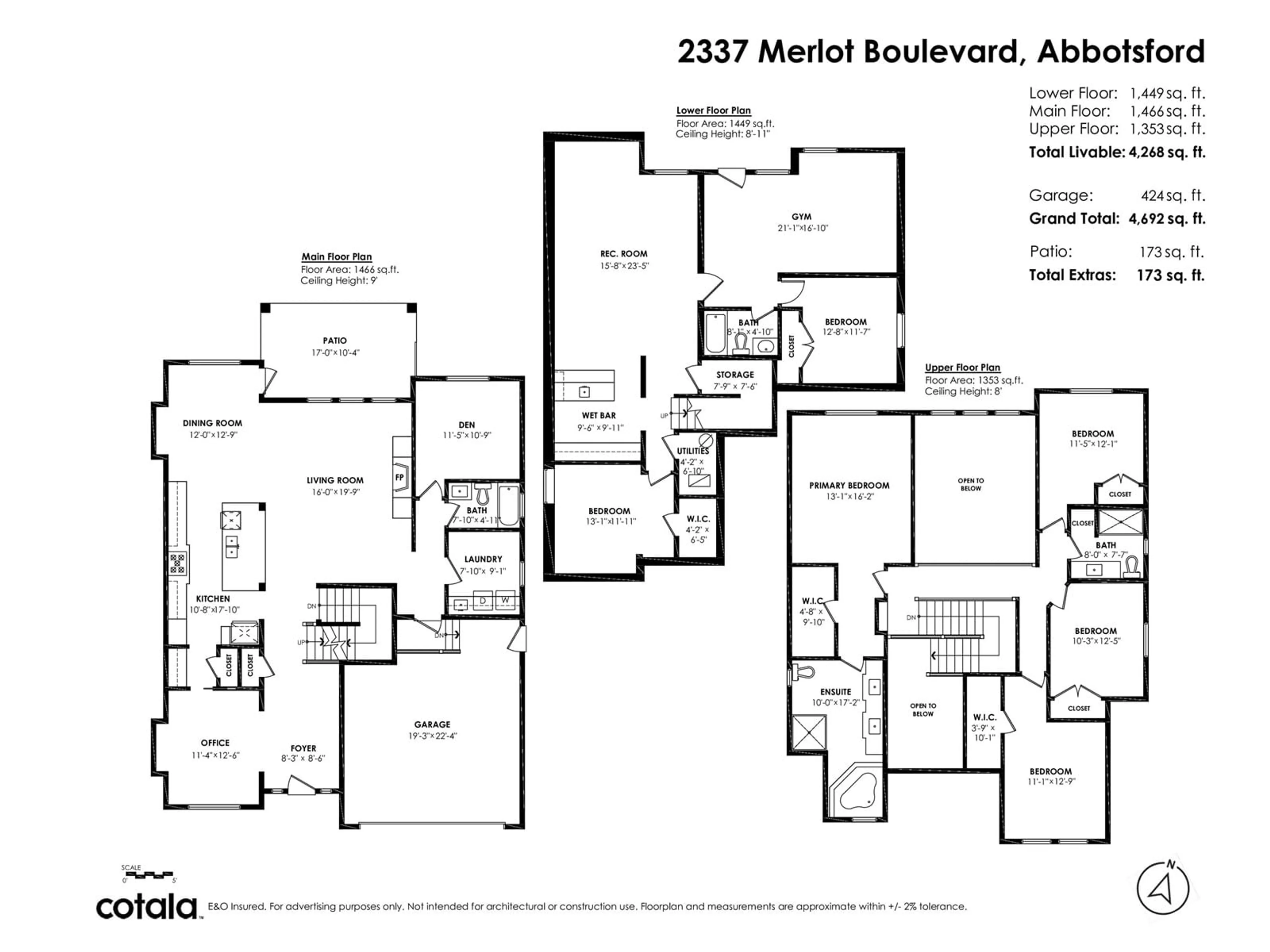 Floor plan for 2337 MERLOT BOULEVARD, Abbotsford British Columbia V4X0A6