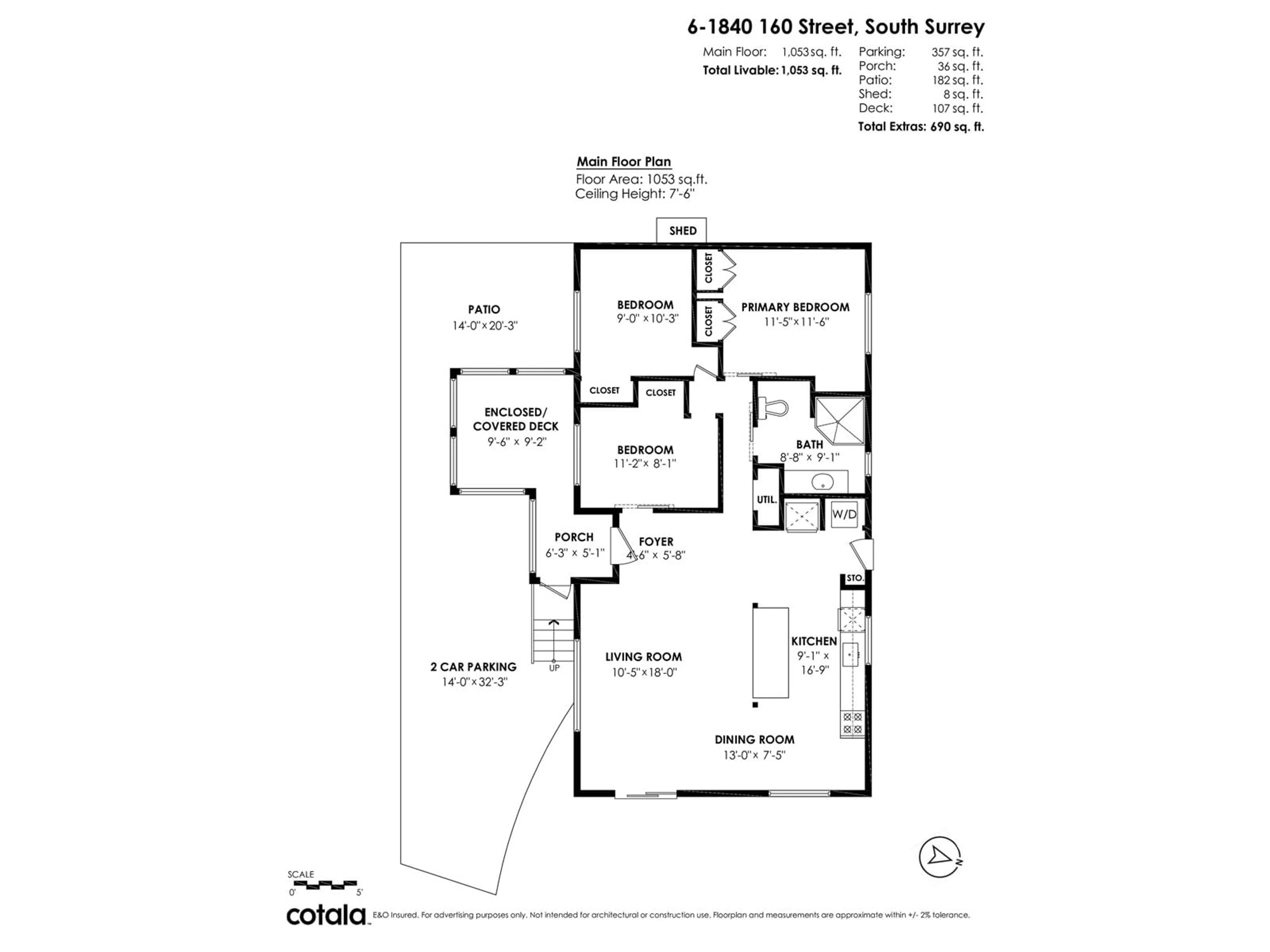 Floor plan for 6 - 1840 160, Surrey British Columbia V4A4X4