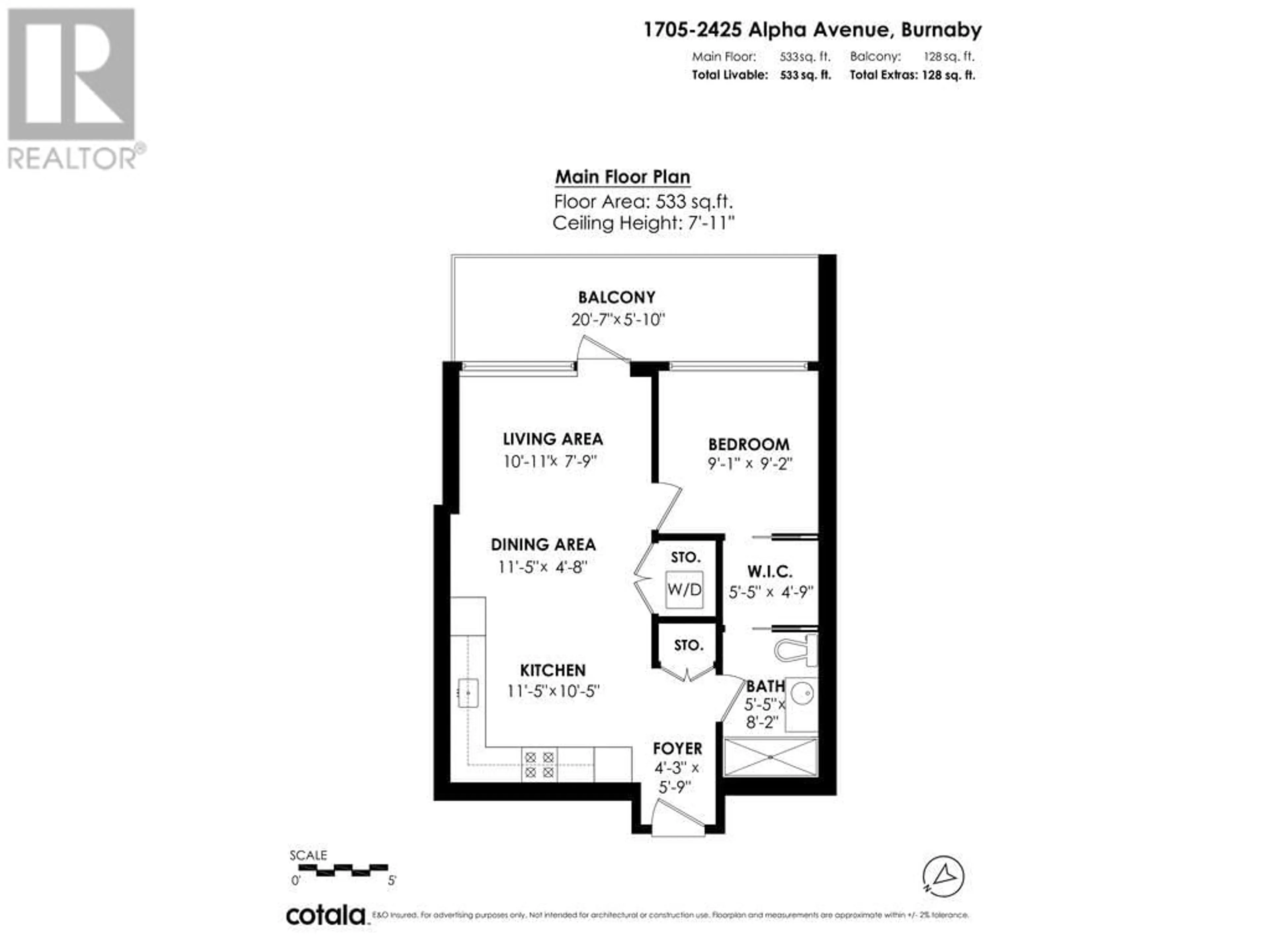 Floor plan for 1705 2425 ALPHA AVENUE, Burnaby British Columbia V5C0N6