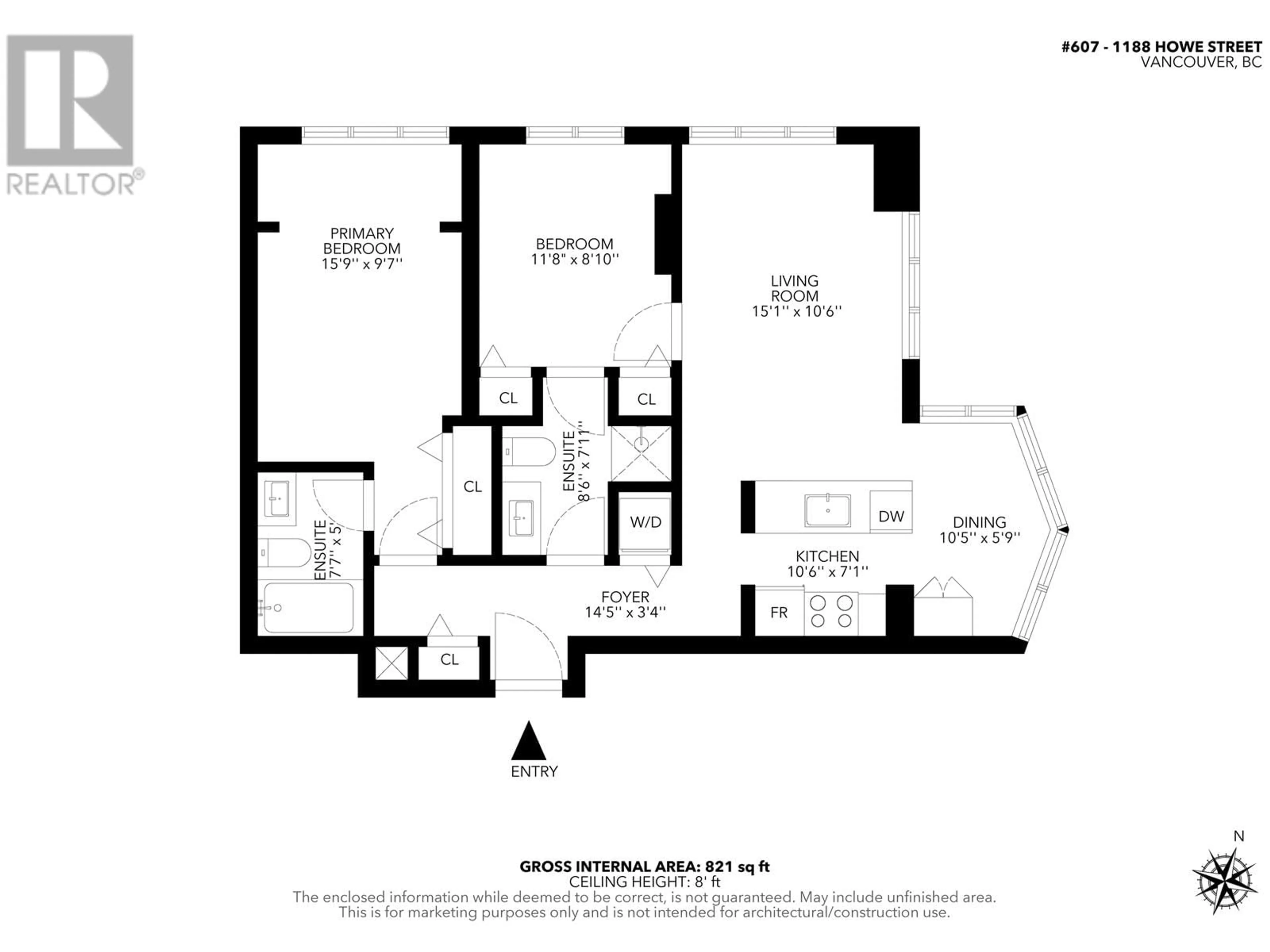 Floor plan for 607 1188 HOWE STREET, Vancouver British Columbia V6Z2S8