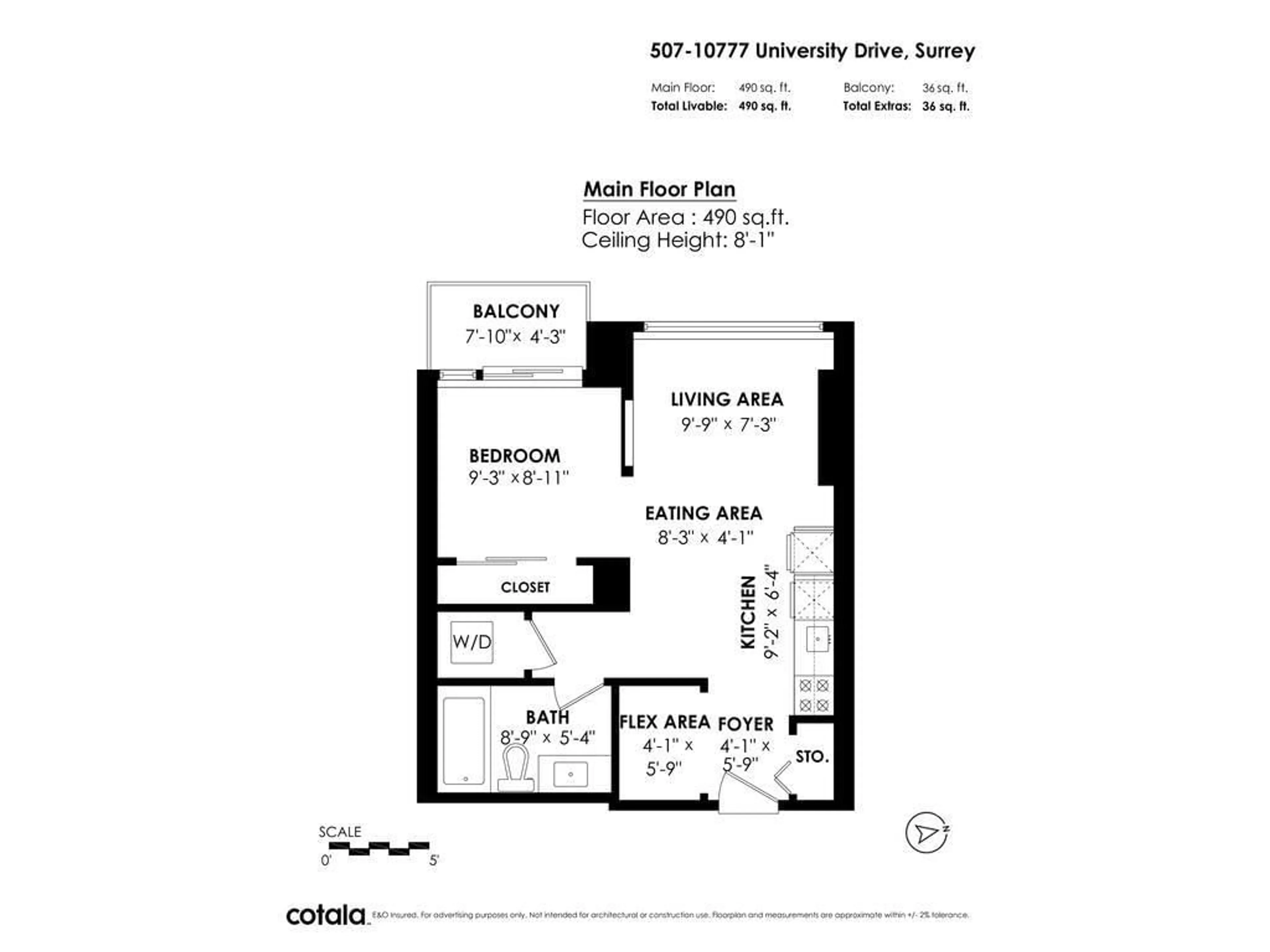 Floor plan for 507 - 10777 UNIVERSITY, Surrey British Columbia V3T0E6
