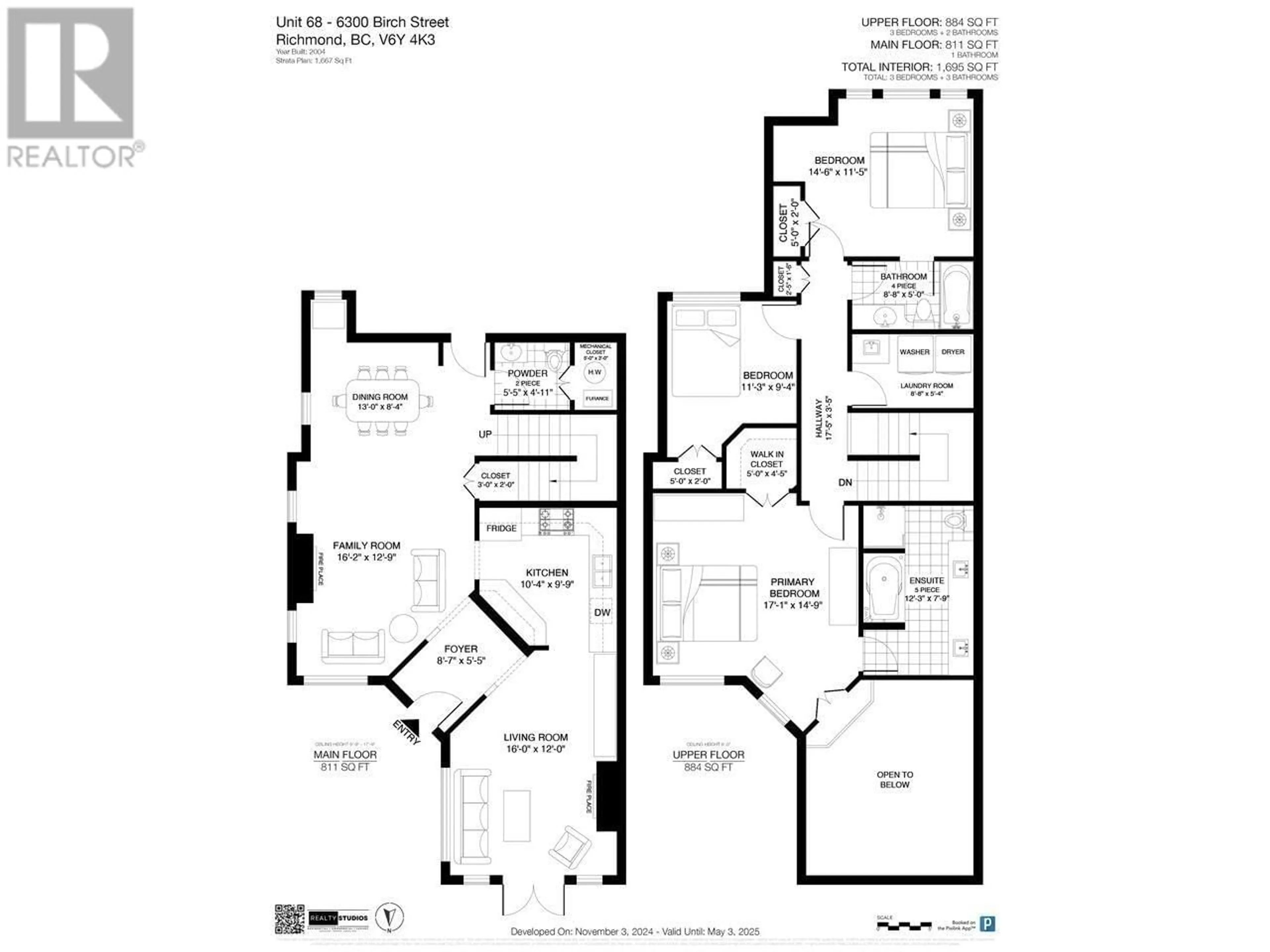 Floor plan for 68 6300 BIRCH STREET, Richmond British Columbia V6Y4K3