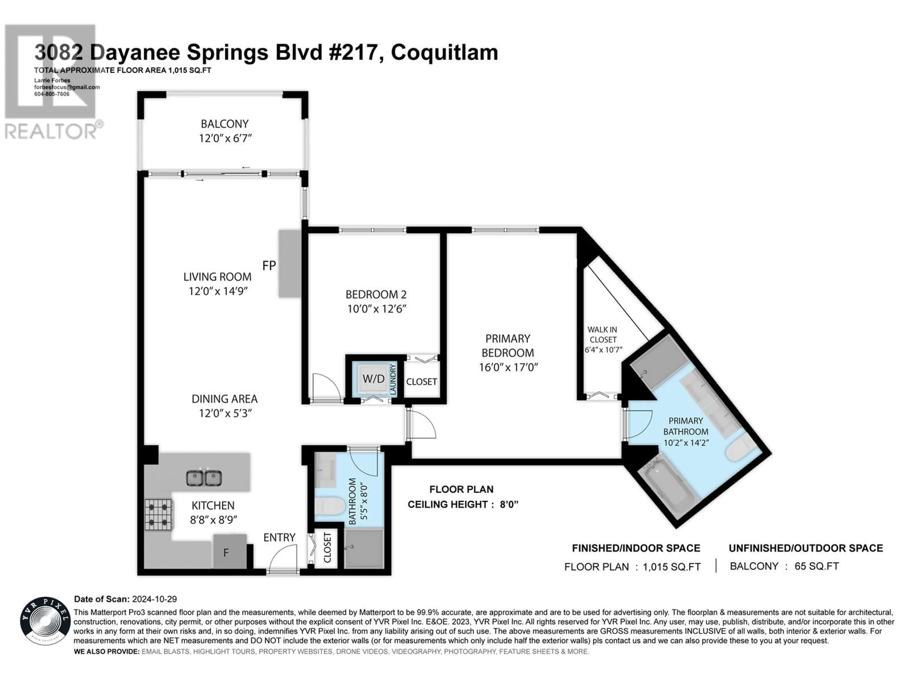 Floor plan for 217 3082 DAYANEE SPRINGS BOULEVARD, Coquitlam British Columbia V3E0A3