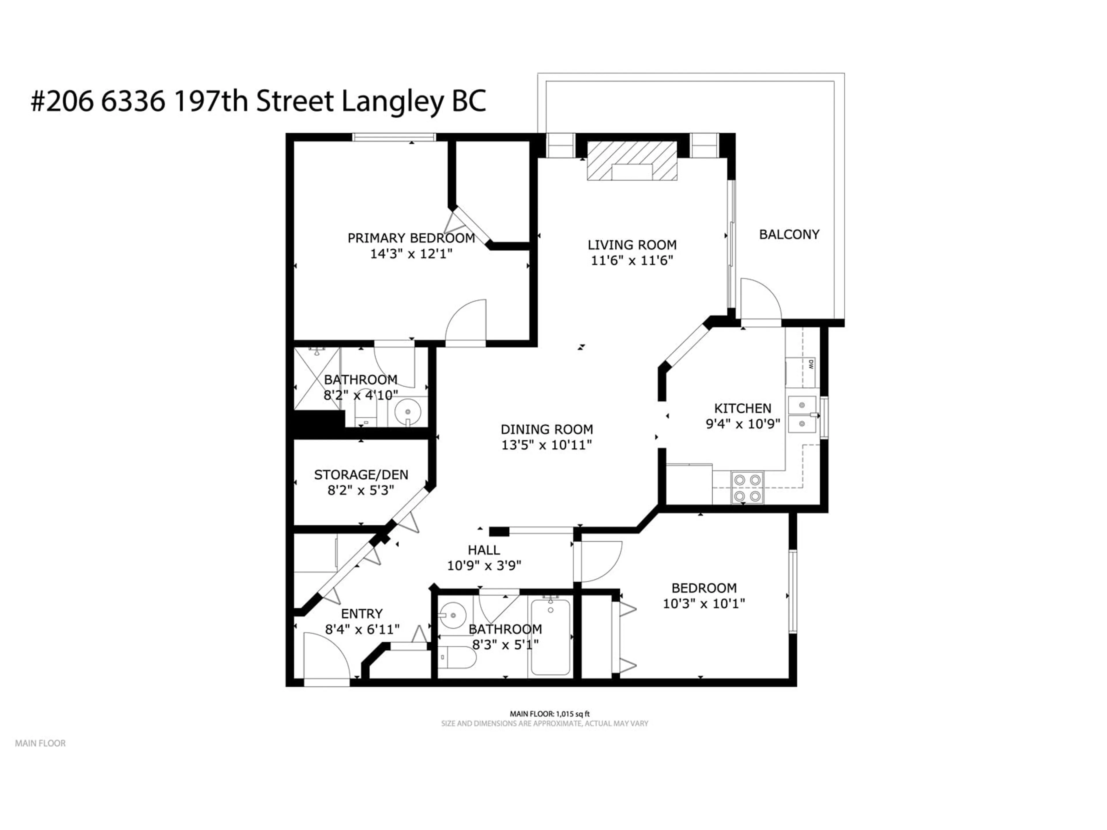 Floor plan for 206 6336 197 STREET, Langley British Columbia V2Y2T7