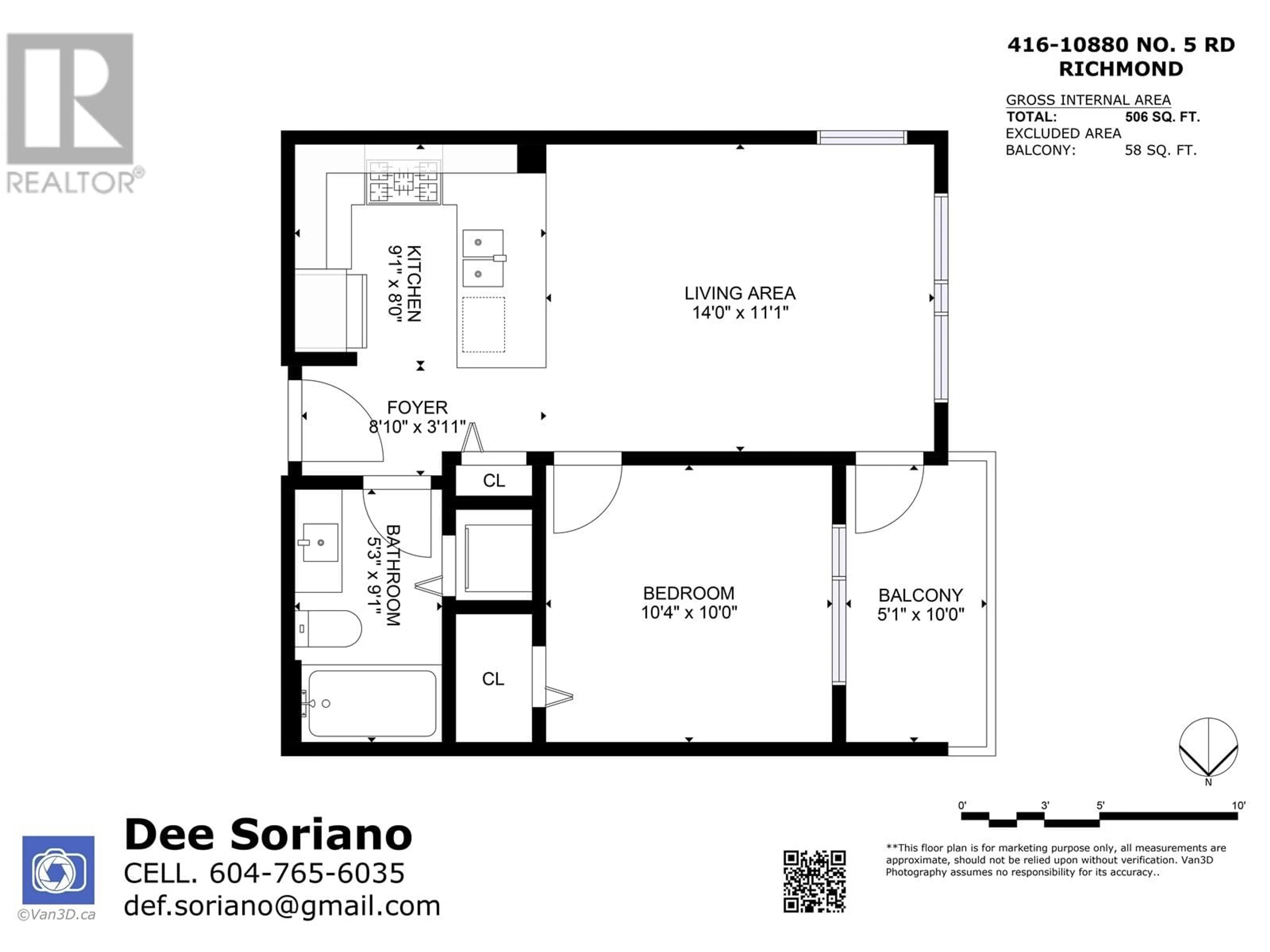 Floor plan for 416 10880 NO. 5 ROAD, Richmond British Columbia V6W0B3