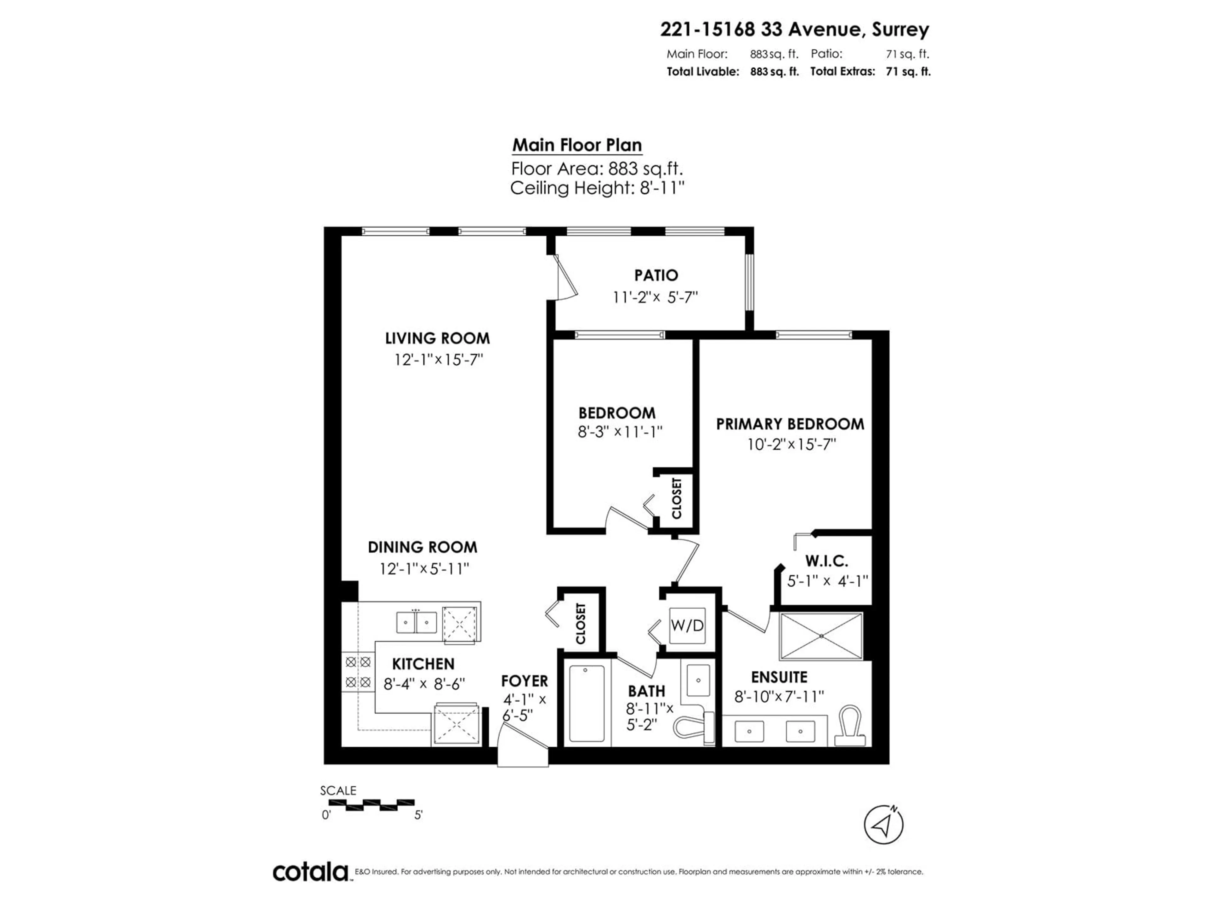 Floor plan for 221 15168 33 AVENUE, Surrey British Columbia V3Z0L3