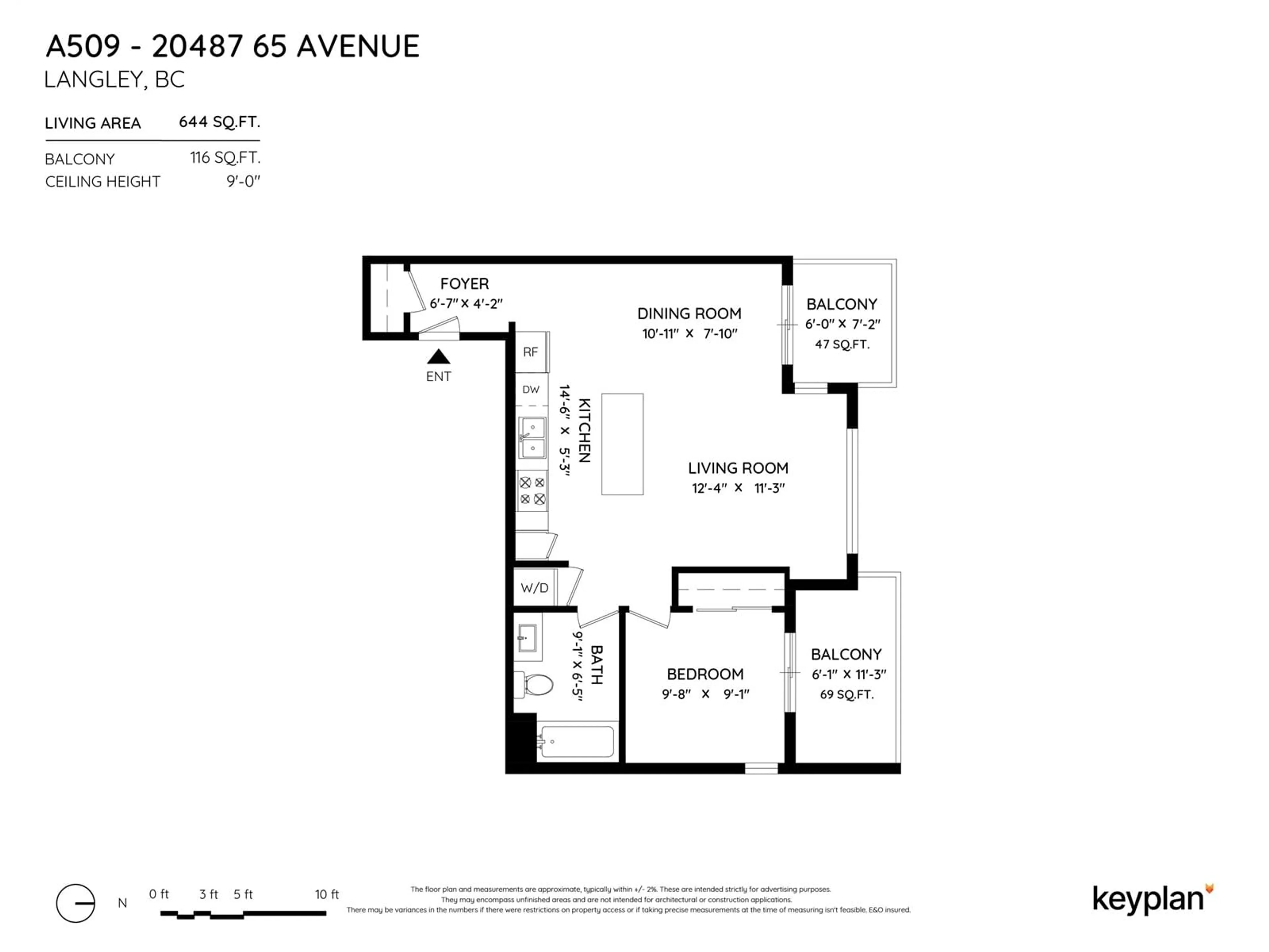 Floor plan for A509 20487 65 AVENUE, Langley British Columbia V2Y3K5