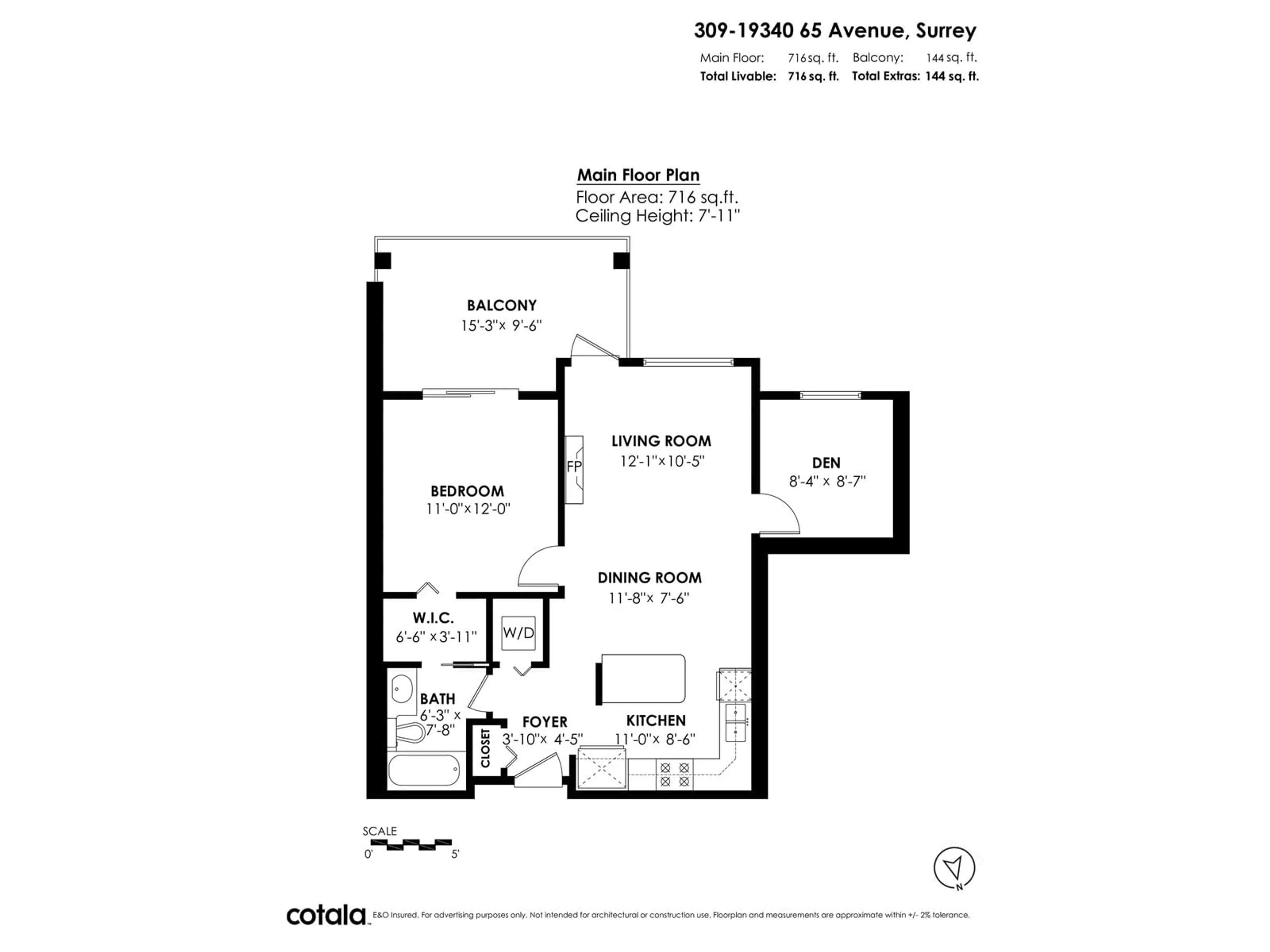 Floor plan for 309 19340 65 AVENUE, Surrey British Columbia V4N0A3