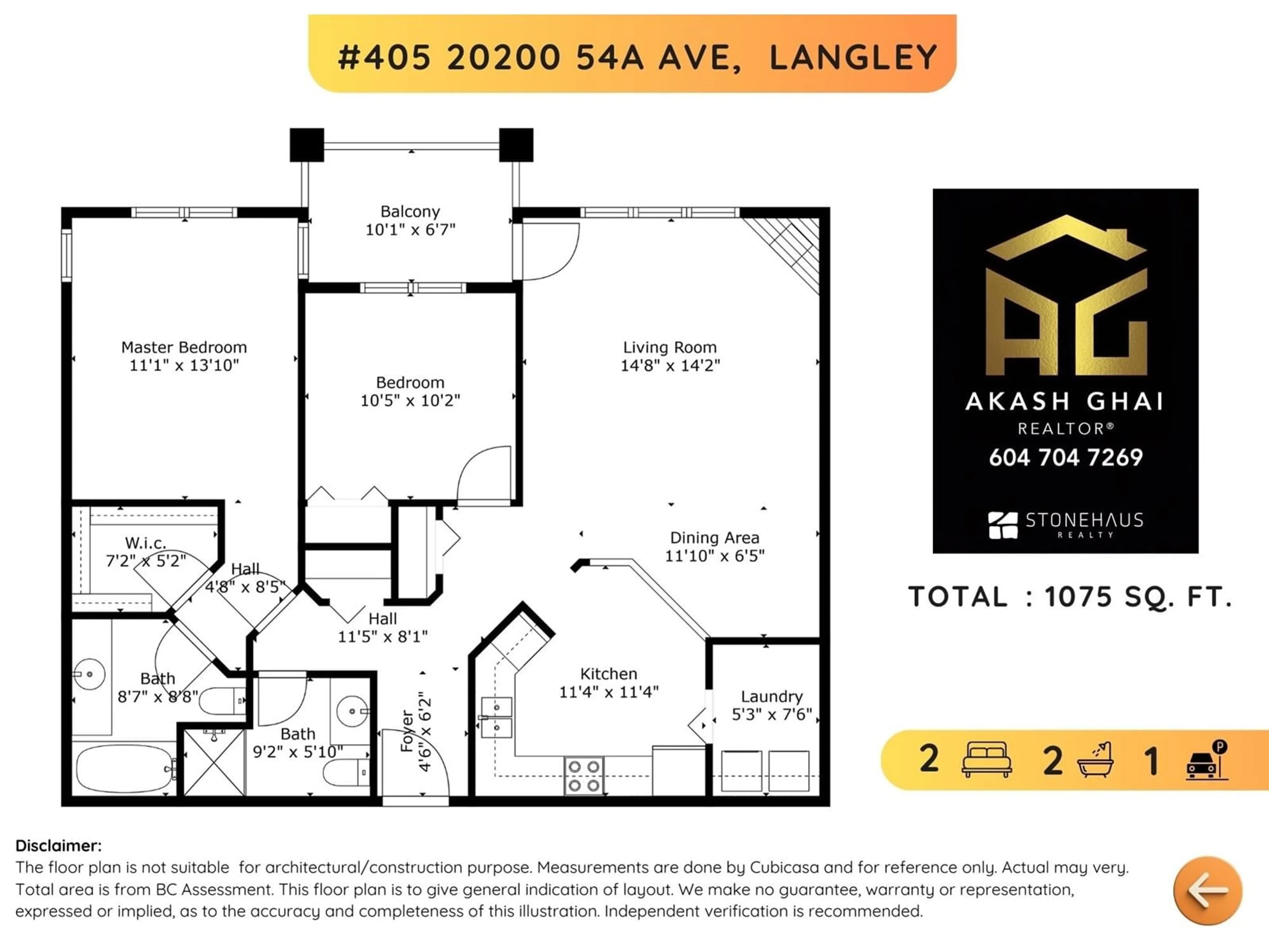 Floor plan for 405 20200 54A AVENUE, Langley British Columbia V3A3W7