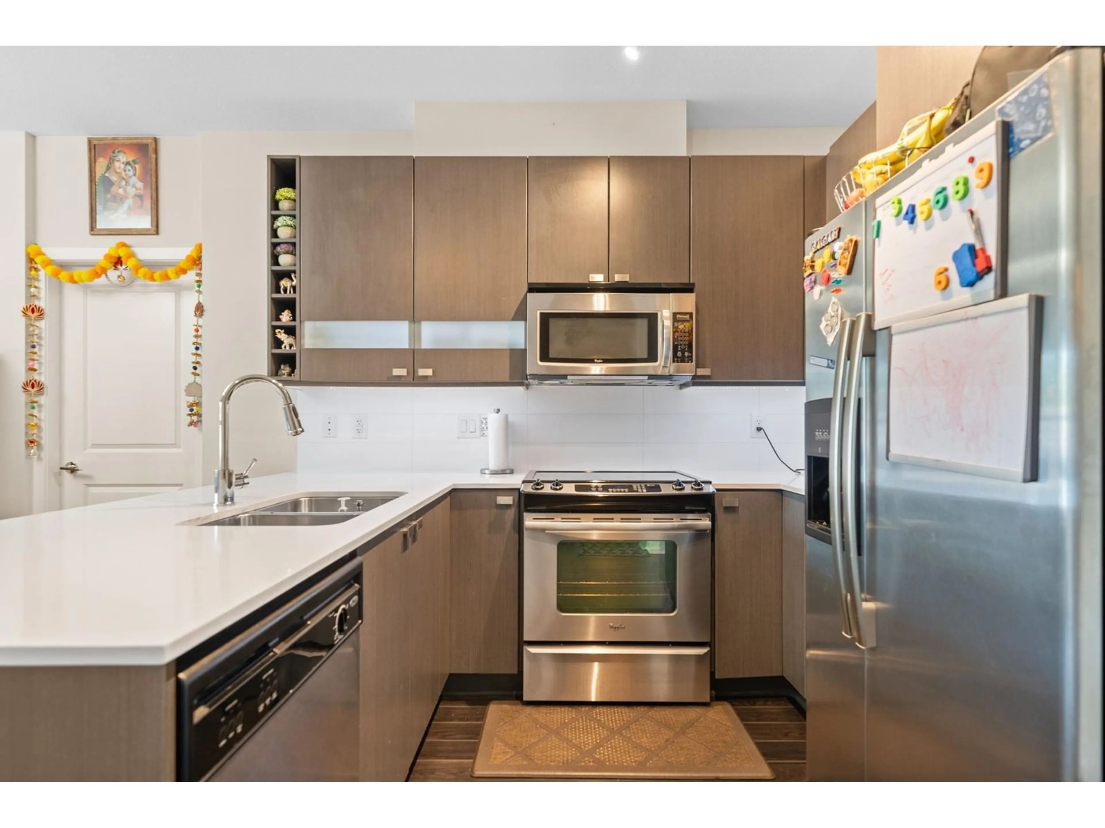 Contemporary kitchen, wood floors for 202 5655 210A STREET, Langley British Columbia V3A0G4