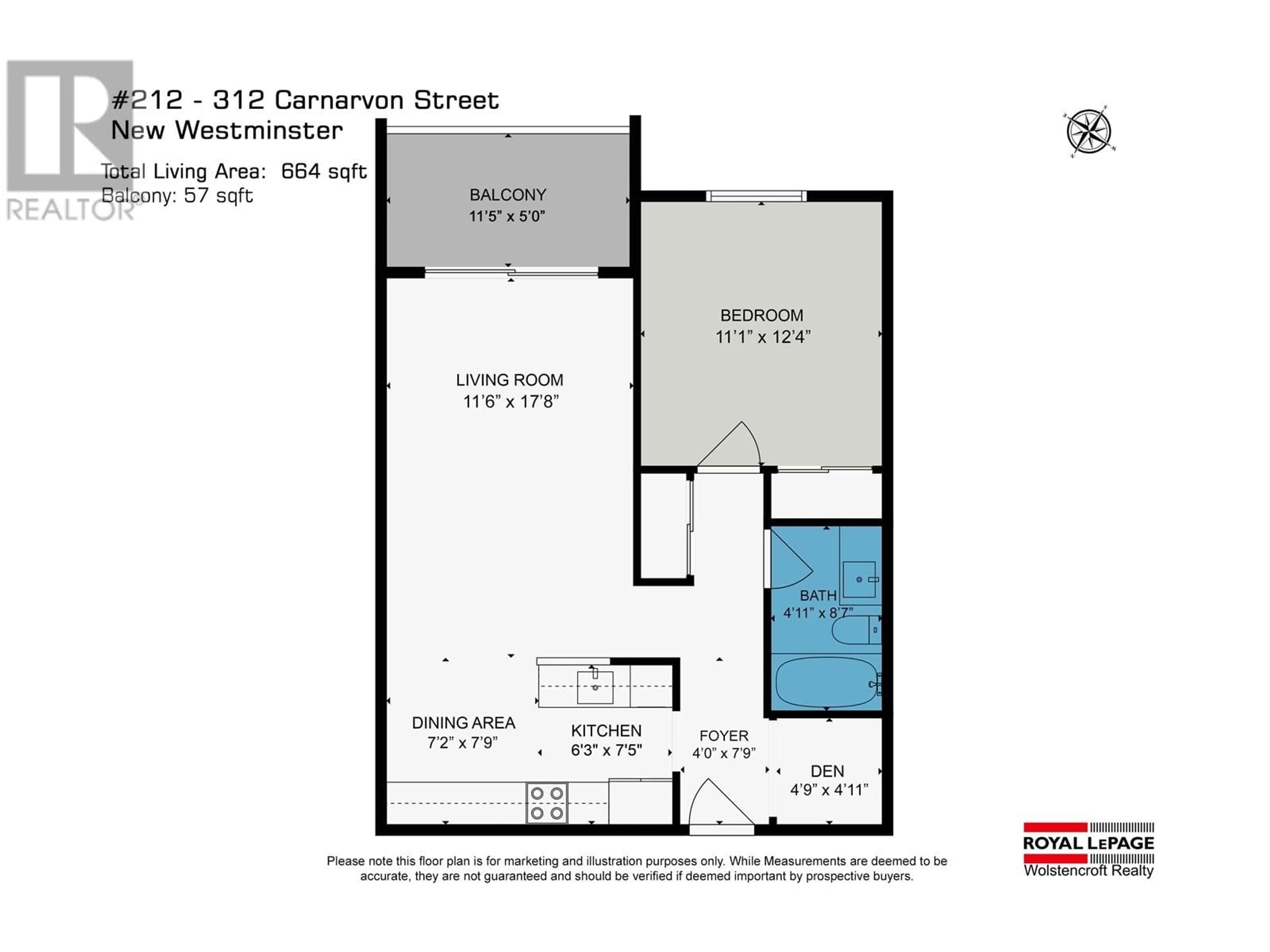 Floor plan for 212 312 CARNARVON STREET, New Westminster British Columbia V3L5H6