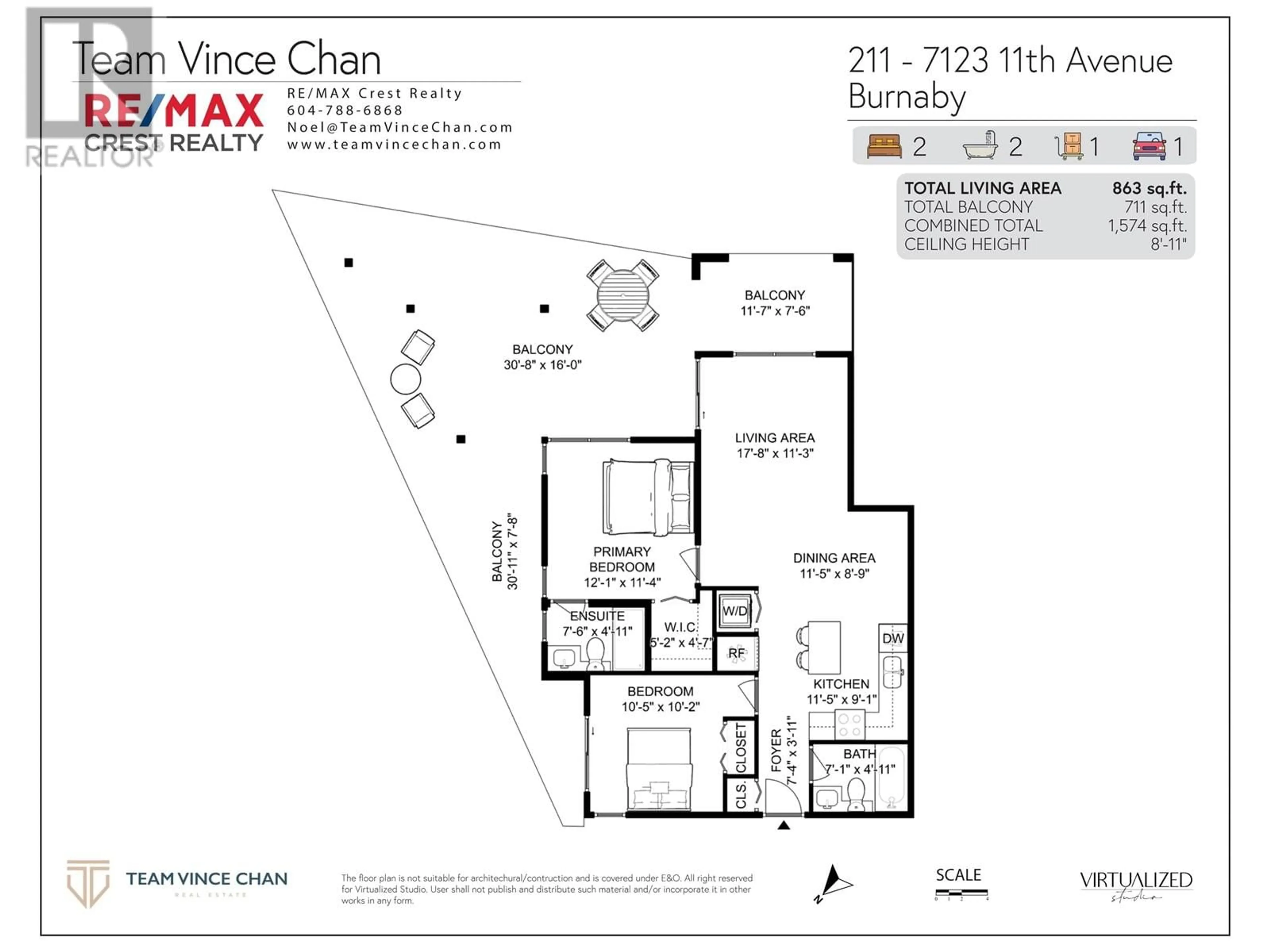 Floor plan for 211 7123 11TH AVENUE, Burnaby British Columbia V3N0J6