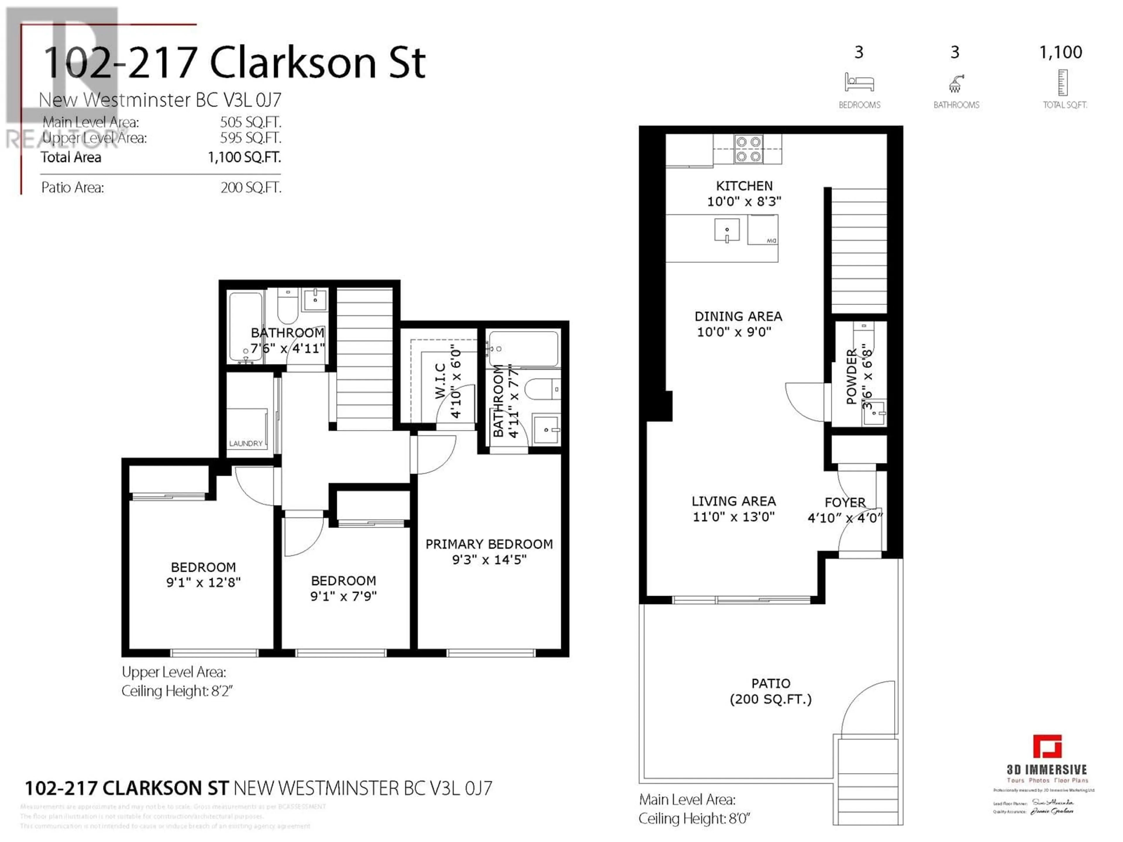 Floor plan for 102 217 CLARKSON STREET, New Westminster British Columbia V3L0J7